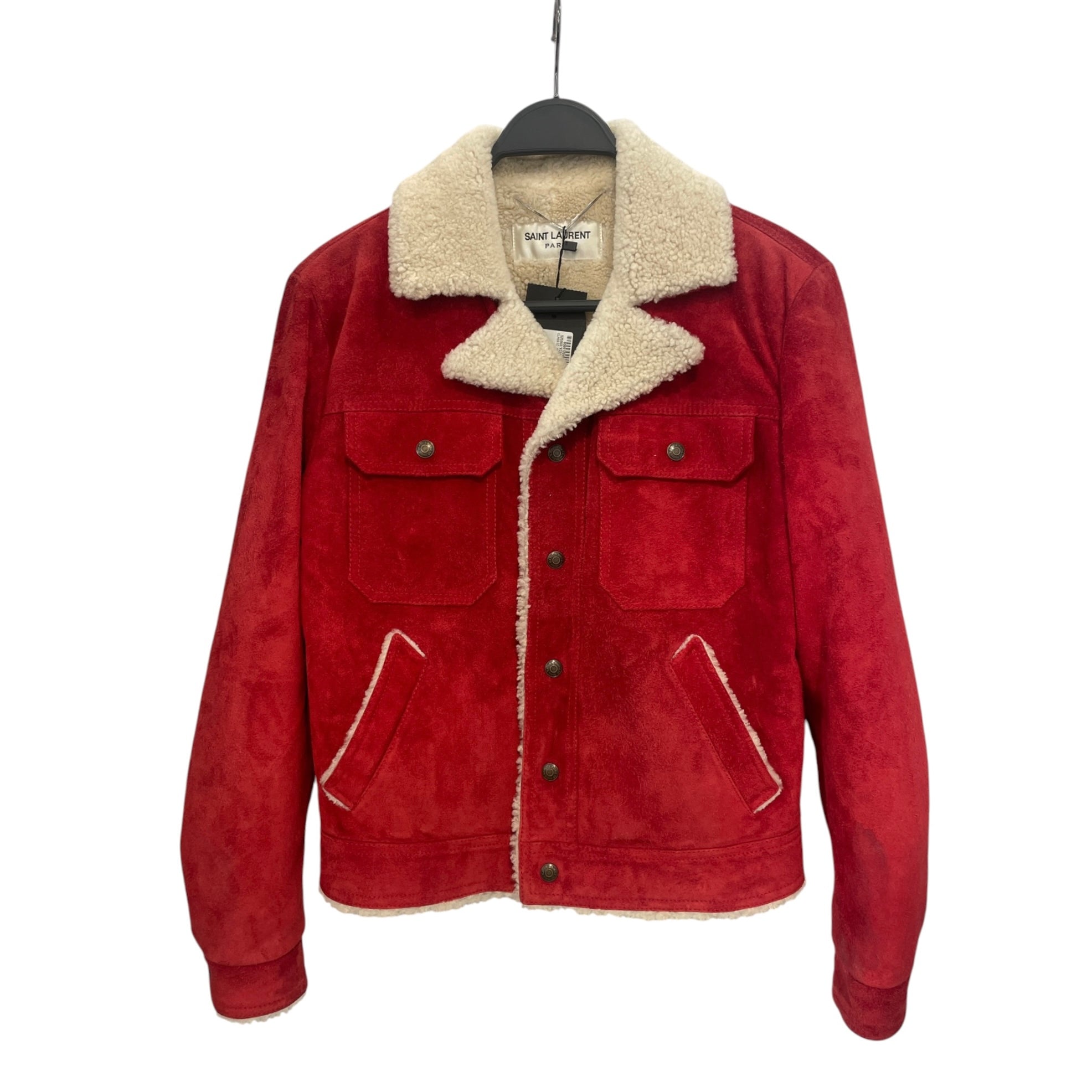 SAINT LAURENT/Jacket/44/Suede/RED/FLEECE LINED, SHERLING view 1