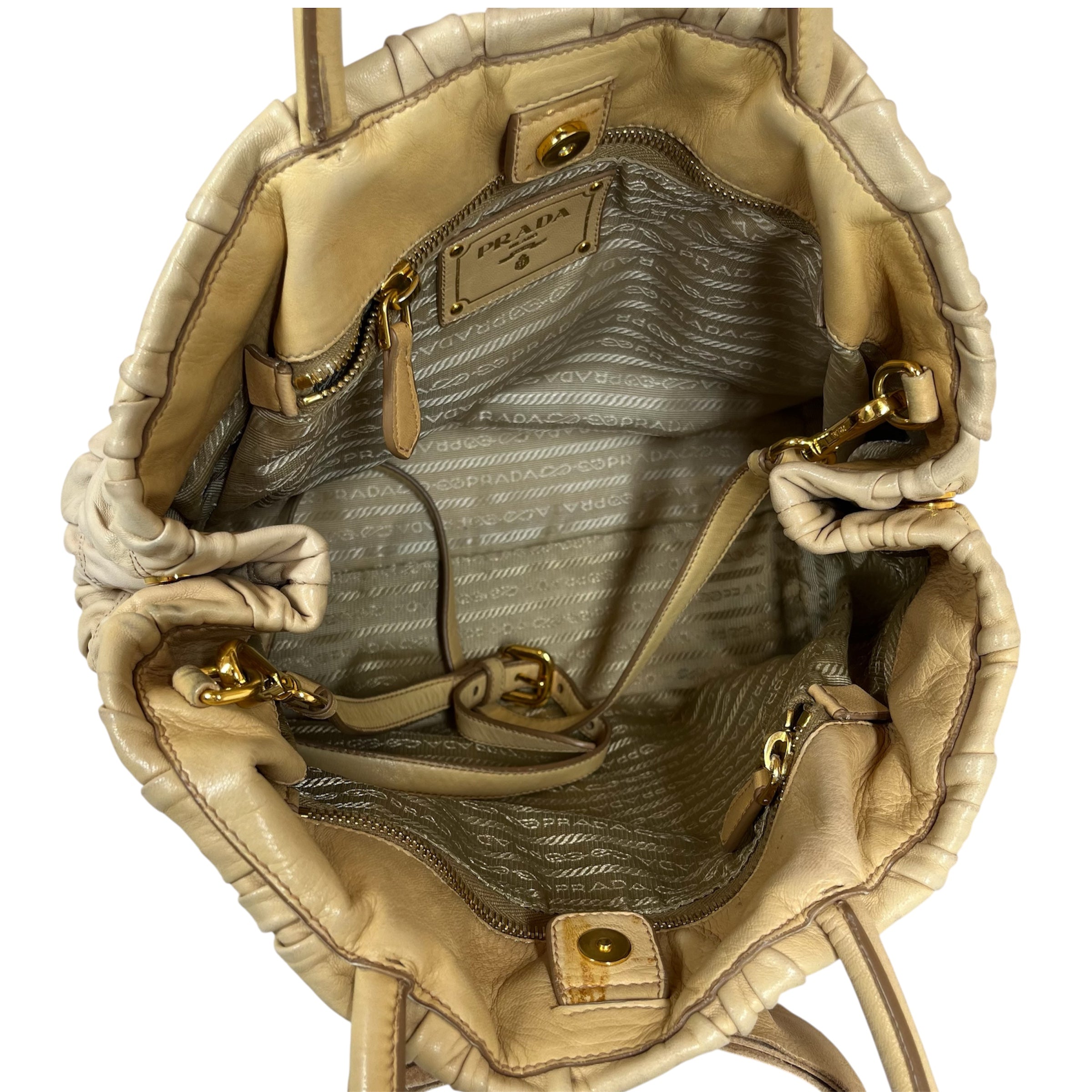 PRADA/Hand Bag/Leather/BEG/NAPPA GAUFRE RIBBON view 4