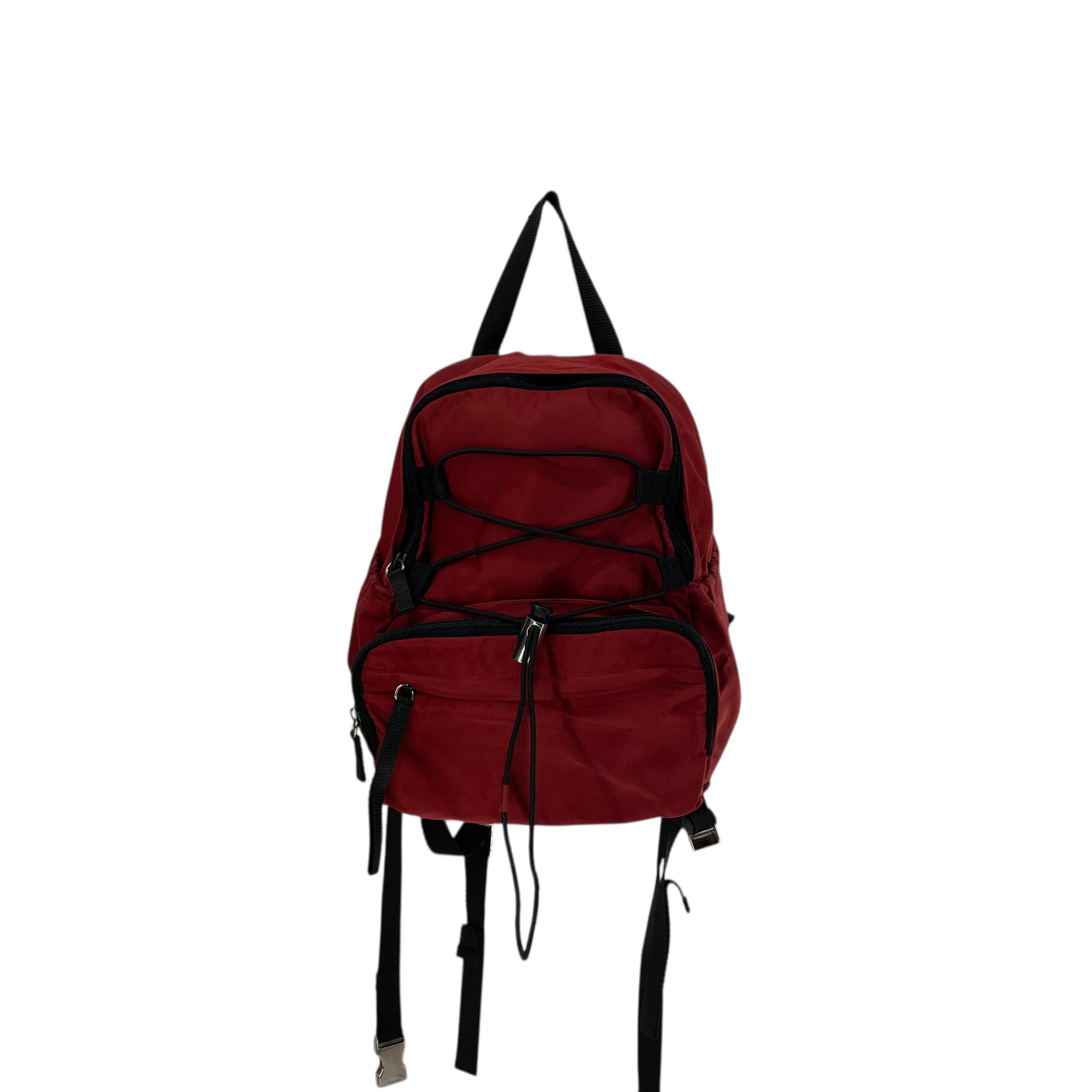 PRADA/Backpack/Nylon/RED/SLV PULL TAB view 1