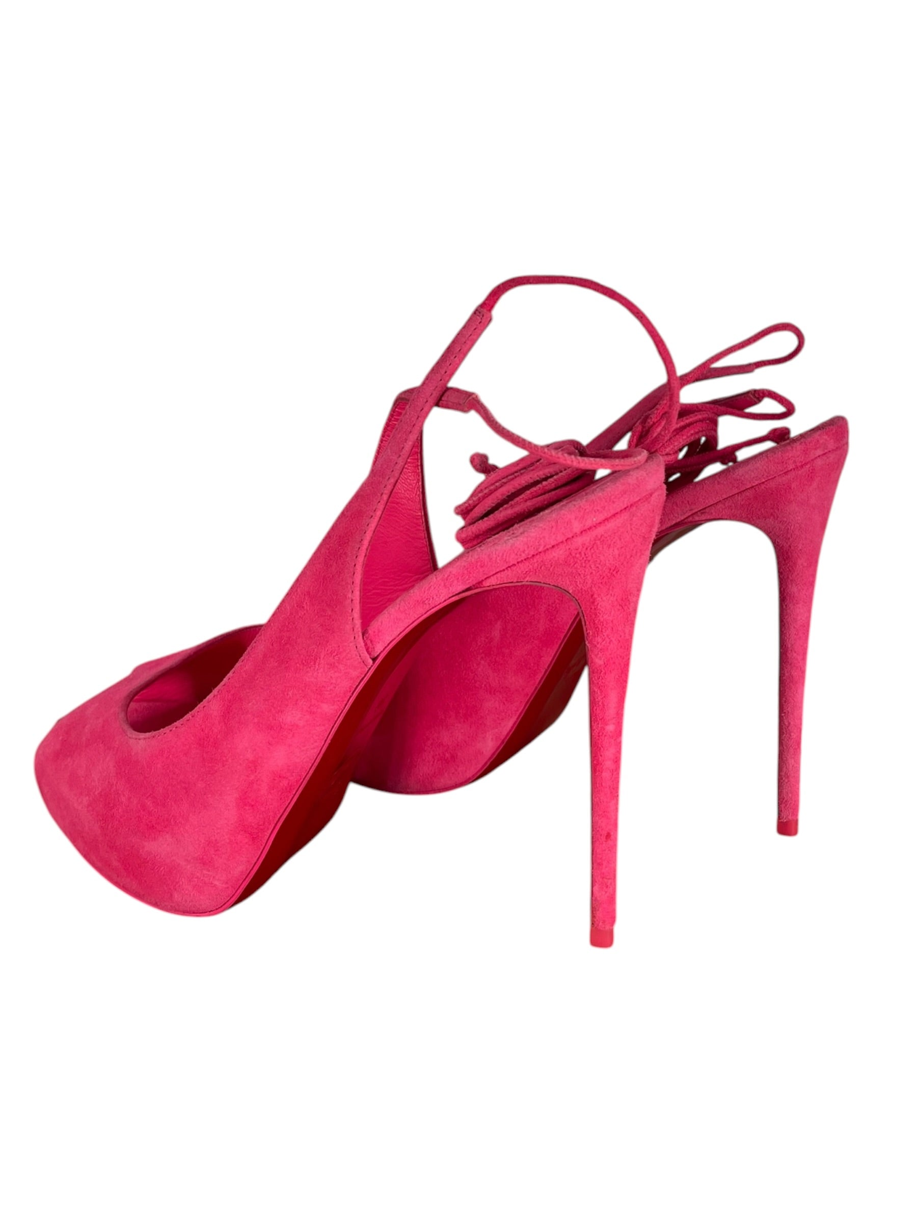 Christian Louboutin/Heels/EU 38/Suede/PNK/LACE-UP NVP PEEP-TOE view 2
