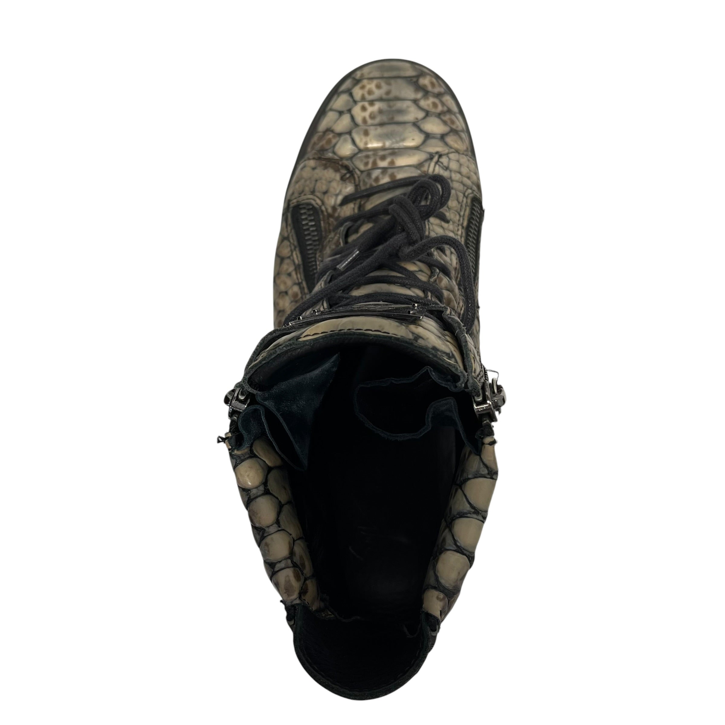 Giuseppe Zanotti/Hi-Sneakers/Animal Pattern/Leather/BEG/python view 3