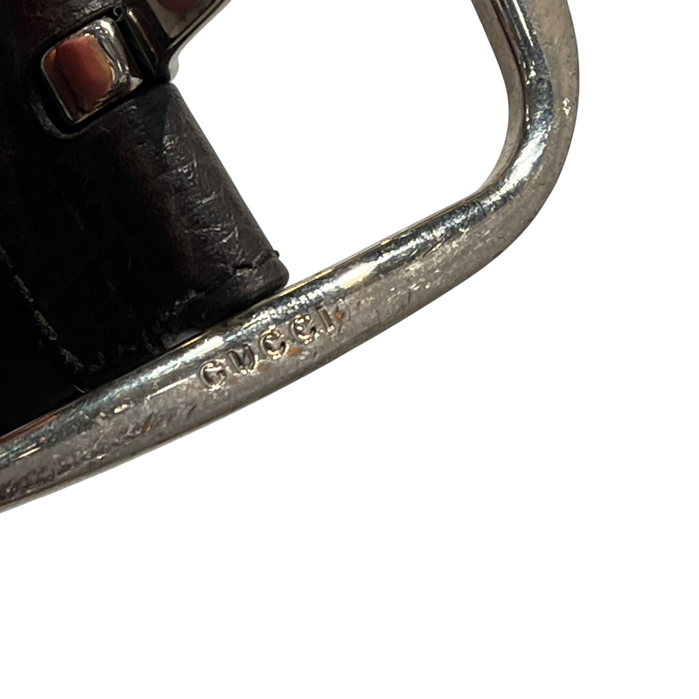 GUCCI/Belt/Monogram/Leather/BRW/M's/GG canvas /rectangle buckle view 9