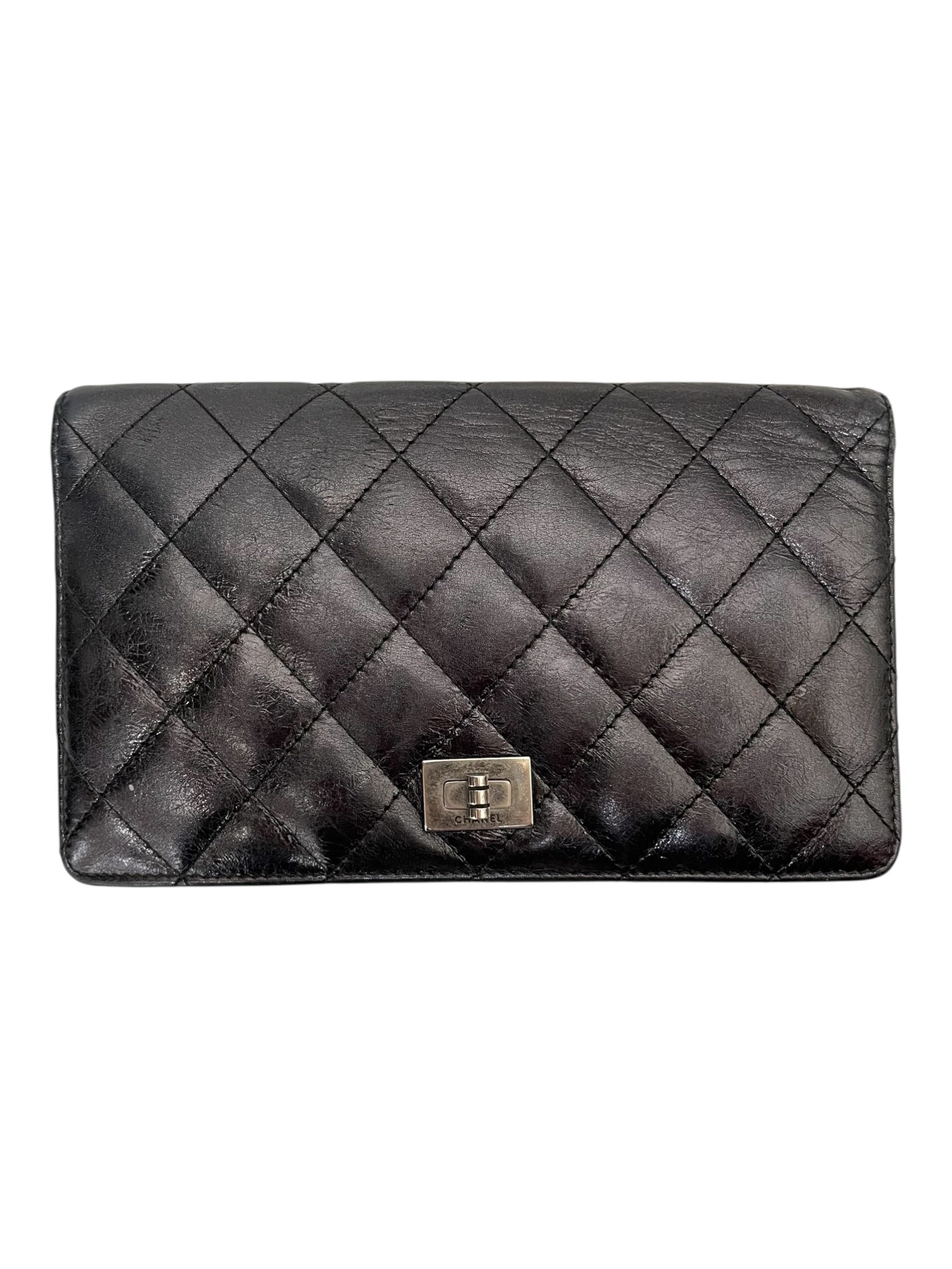 CHANEL/Bifold Wallet/Lambskin/BLK/Quilted Re-issue 2.55 view 1