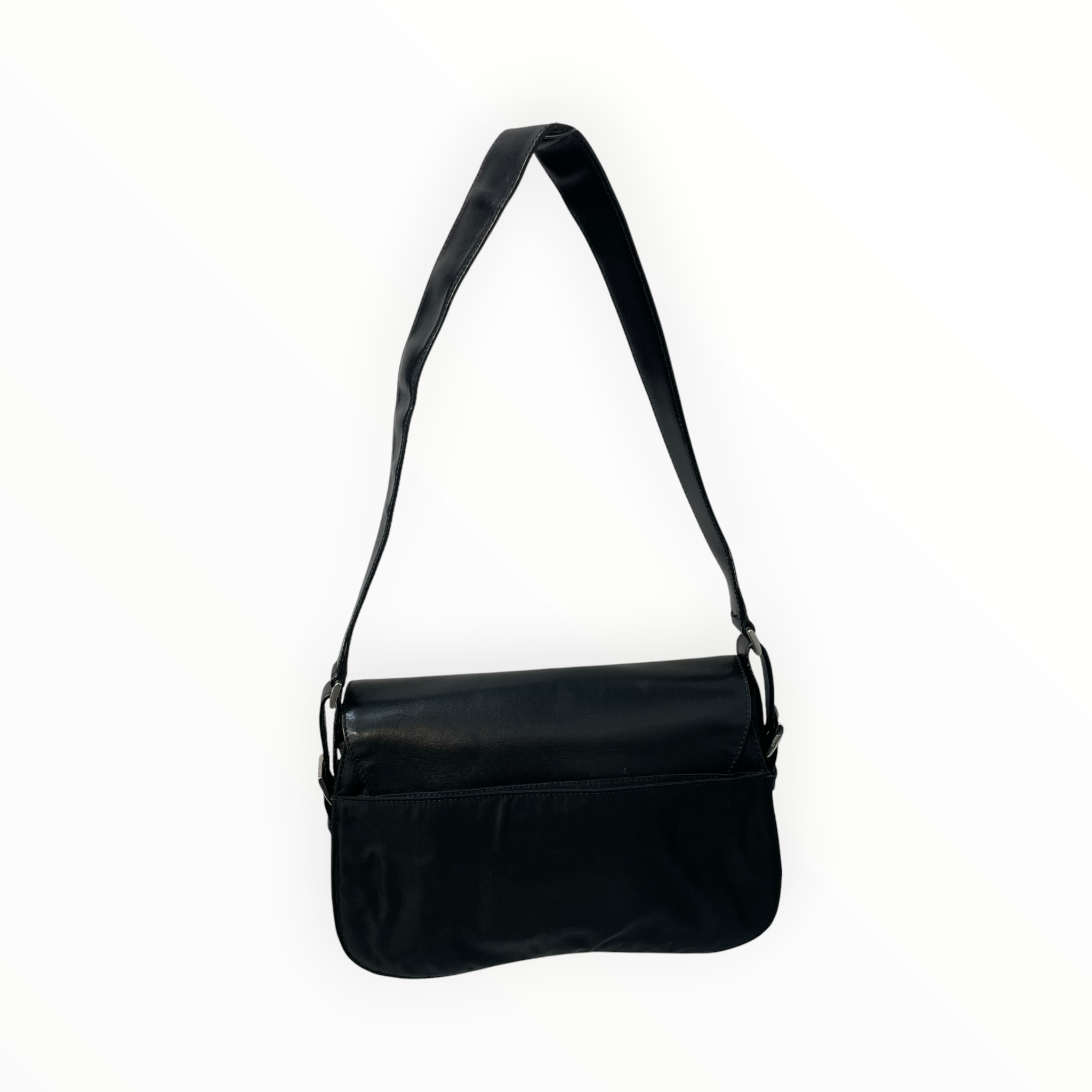 PRADA/Bag/Nylon/BLK/leather flap messenger vintage view 2