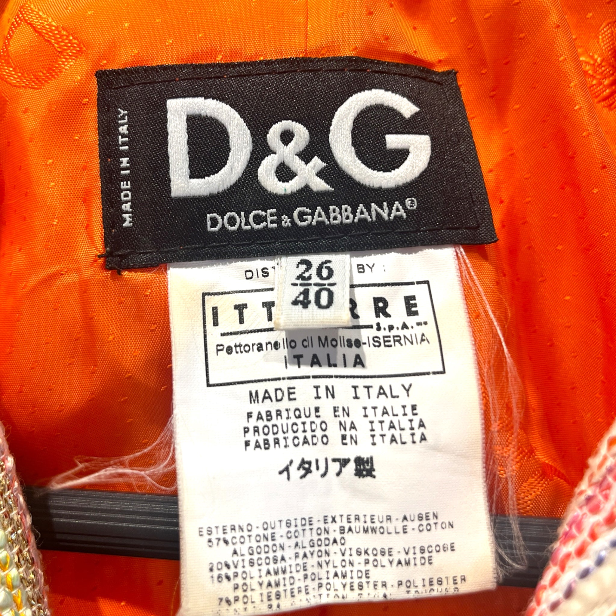 DOLCE&GABBANA/Tailored Jkt/26/Stripe/ORN/gold stitching/stripes/org acc view 3