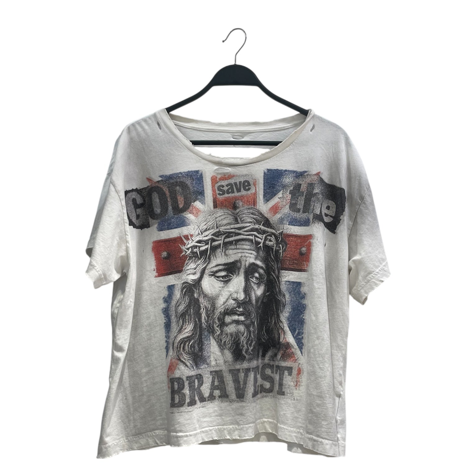 Bravest Studios/T-Shirt/XL/Cotton/WHT/jesus god save the bravest view 1