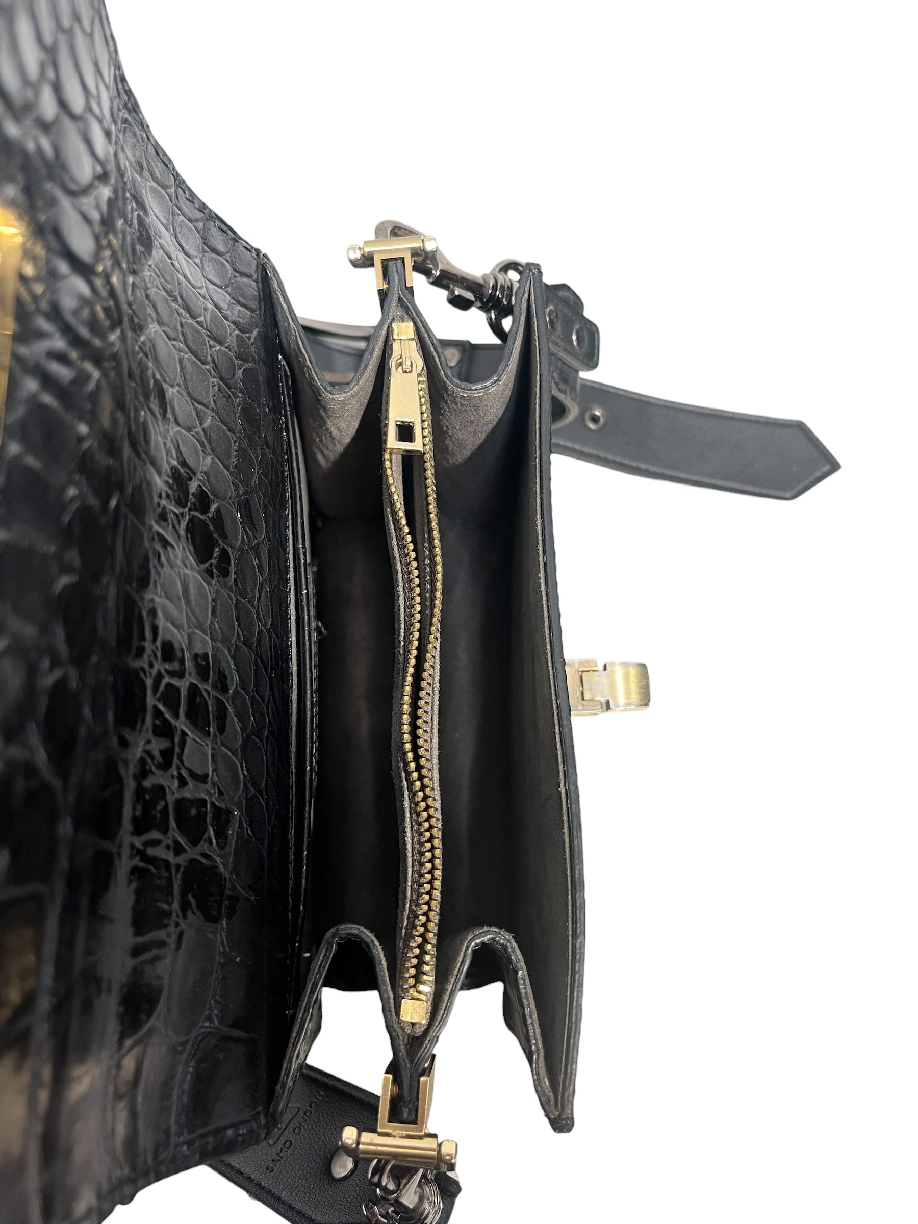 MARGE SHERWOOD/Cross Body Bag/Leather/BLK/BLACK CROC EMBOSSED LEATHER view 6