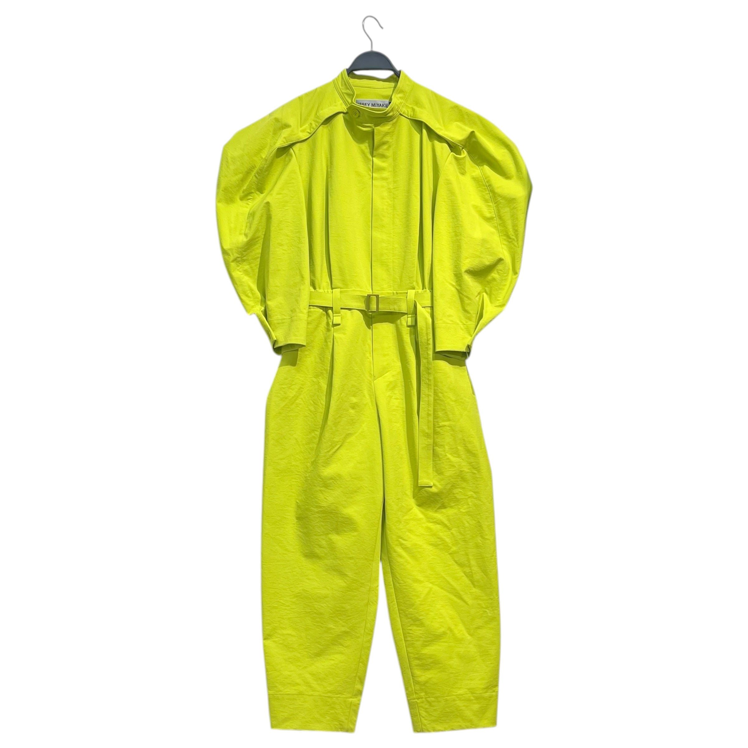 ISSEY MIYAKE/Jumpsuits/2/Polyester/YEL/zip 3/4sleevepoofy highlighter view 1