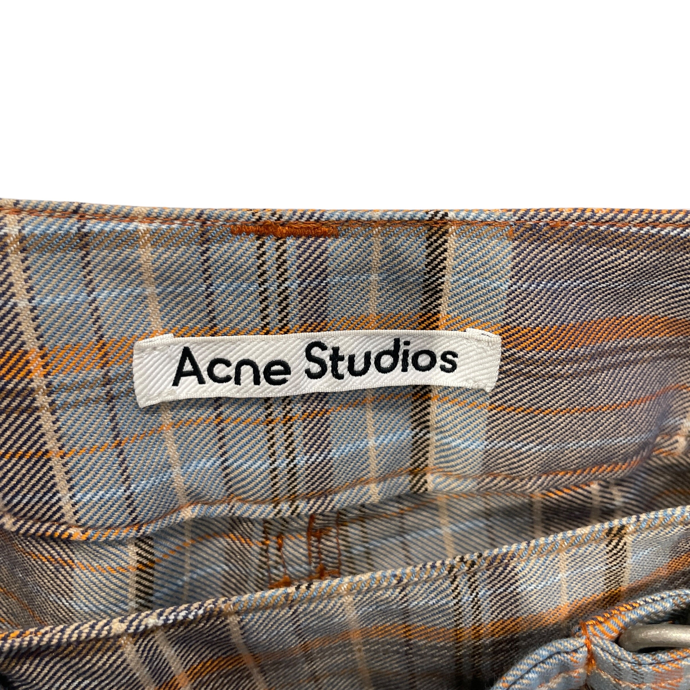 Acne Studios/Cropped Pants/36/Plaid/Cotton/ORN/BONDAGE / BLU + ORG view 3