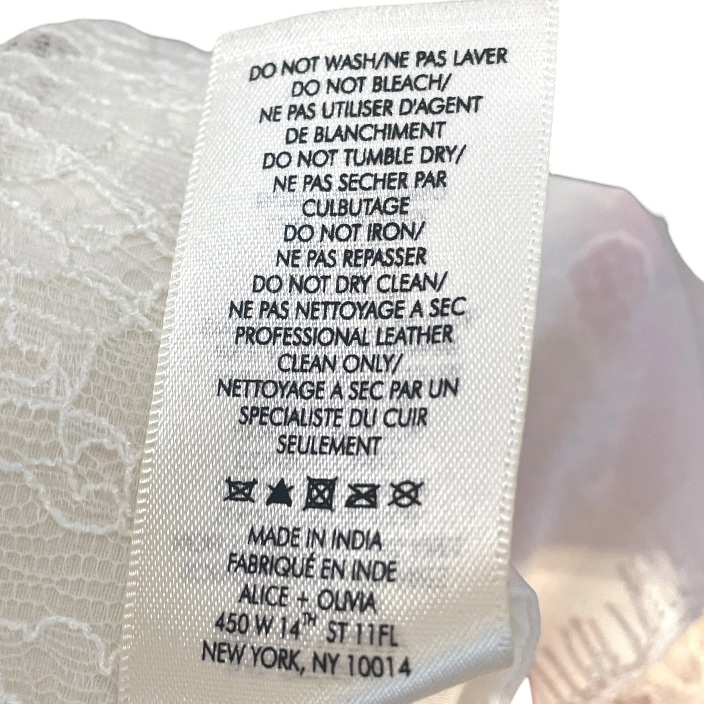 alice+olivia/SL Dress/0/All Over Print/Cotton/WHT/Studded Lace view 4