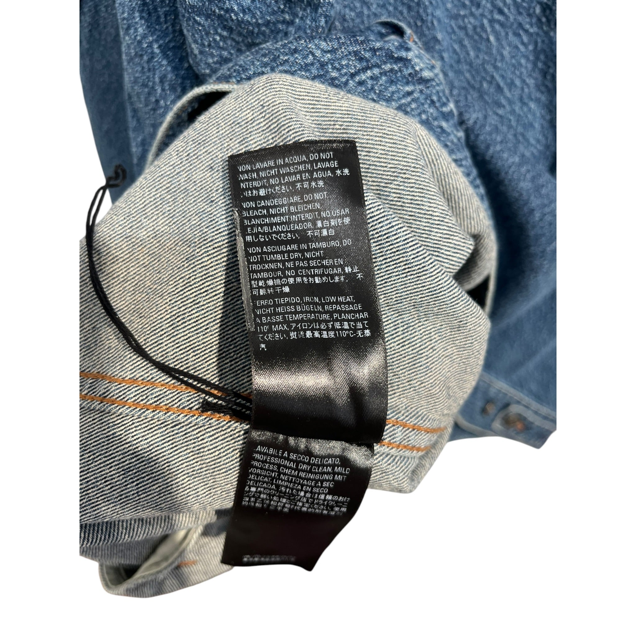 BALENCIAGA/Denim Jkt/34/Cotton/BLU/Single Breasted/OVERSIZED-BLK EMBROIDERED LOGO view 4