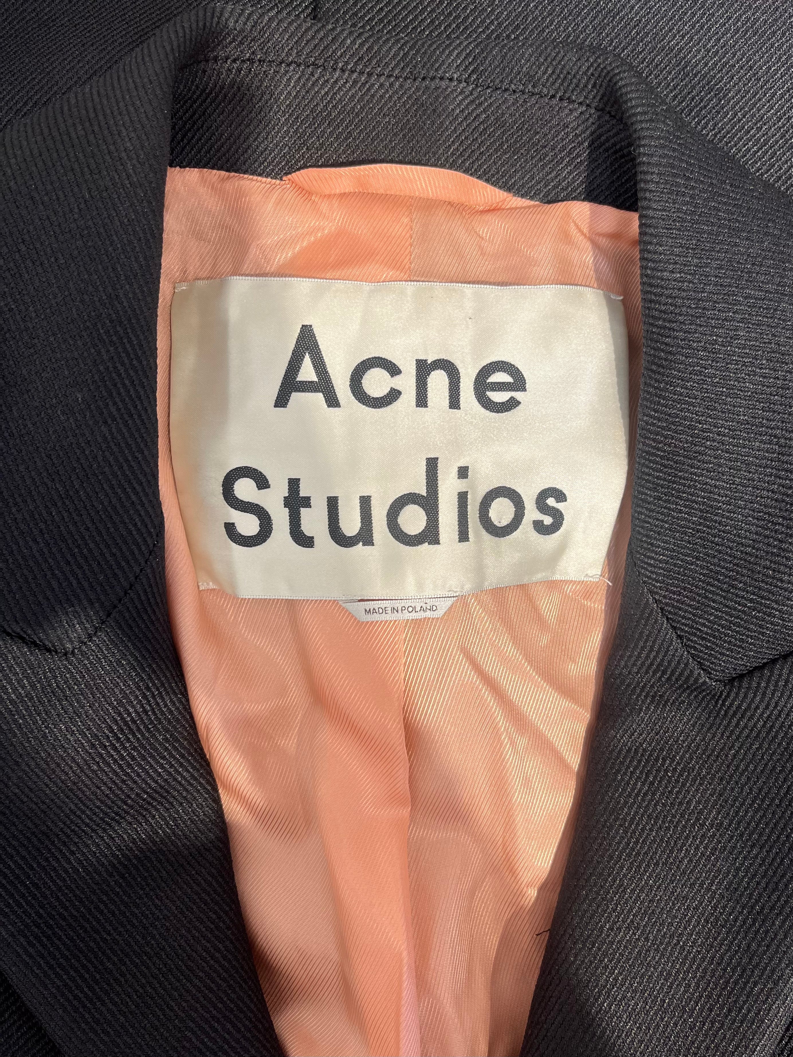 Acne Studios/Peacoat/32/Polyester/BLK/pink lined coat slvr buttons view 3