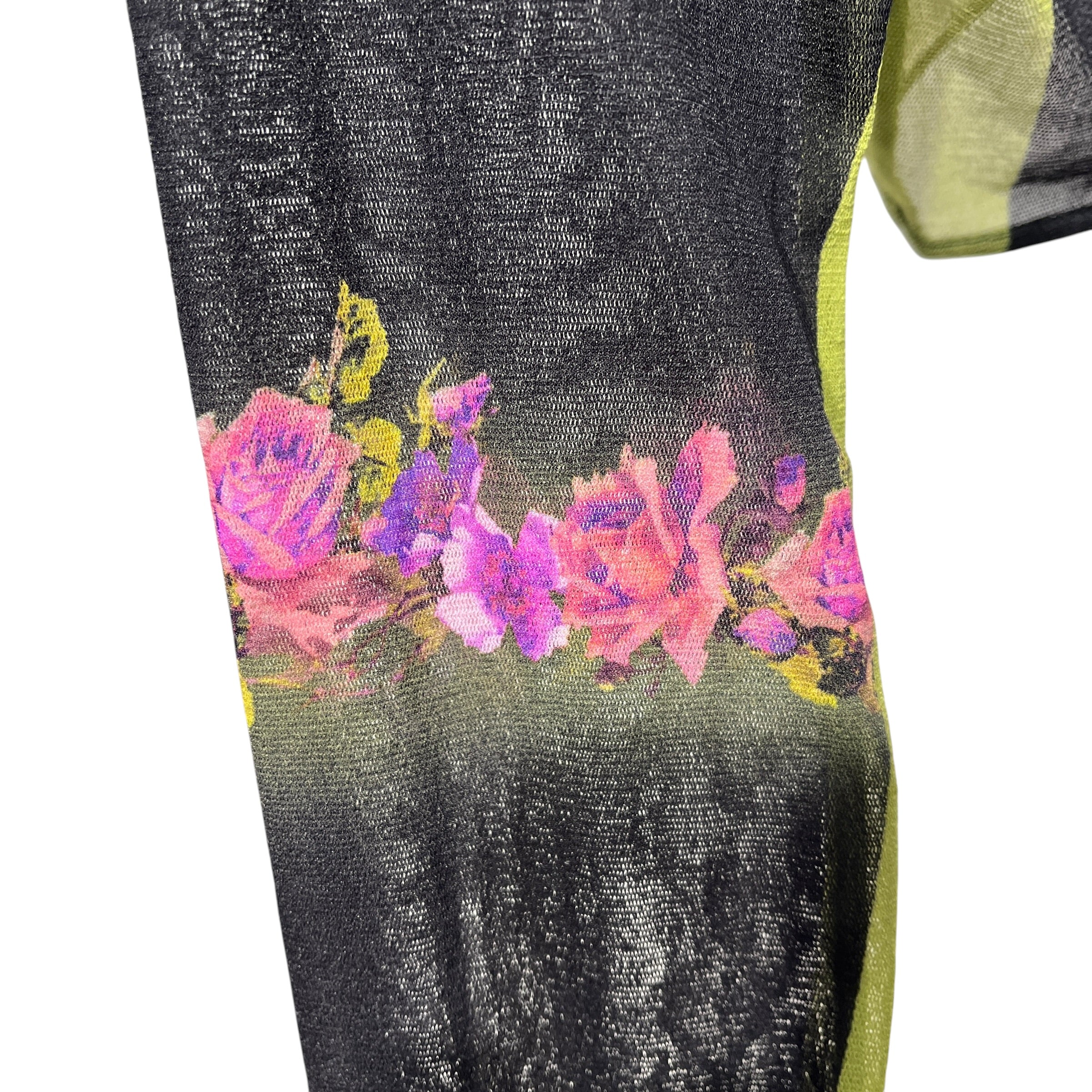 Jean Paul Gaultier/LS T-Shirt/S/M/Floral Pattern/Polyester/MLT/VIOLET FLOWERS BLK&GRN LS CROP view 5
