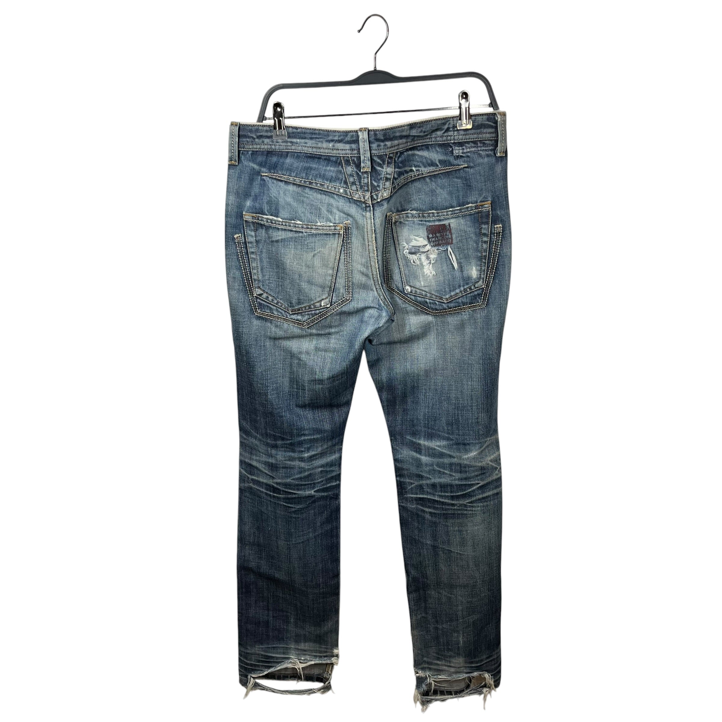 MARITHE FRANCOIS GIRBAUD/Straight Pants/L/Denim/BLU/FADED/DISTRESSED + BACK STAMP view 2