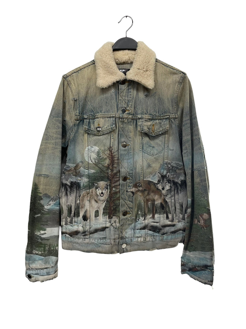 AMIRI/Denim Jkt/M/Denim/BLU/All Over Print/WOLF PRINT DENIM JACKET