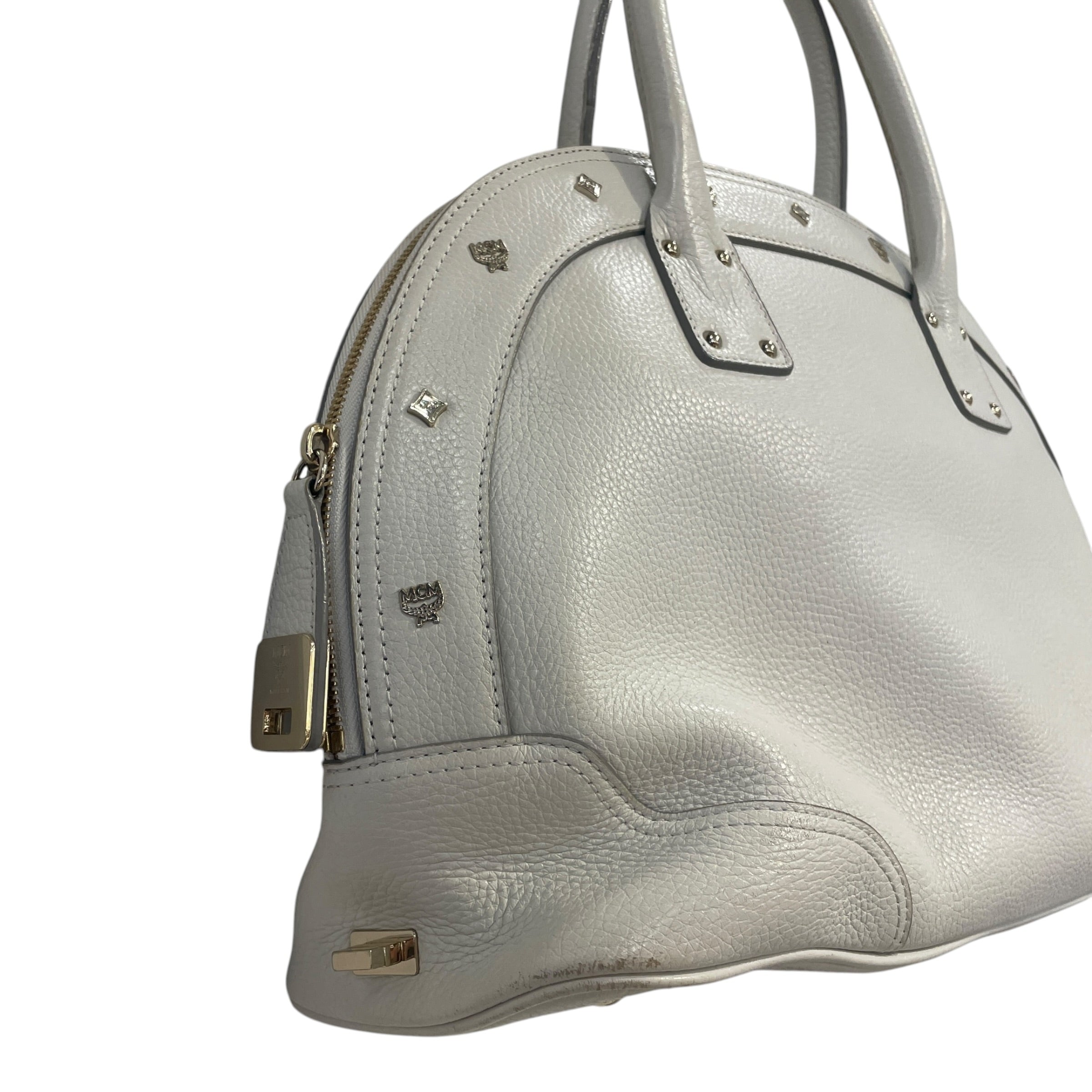 MCM/Hand Bag/Leather/WHT/side lock l0820 view 3