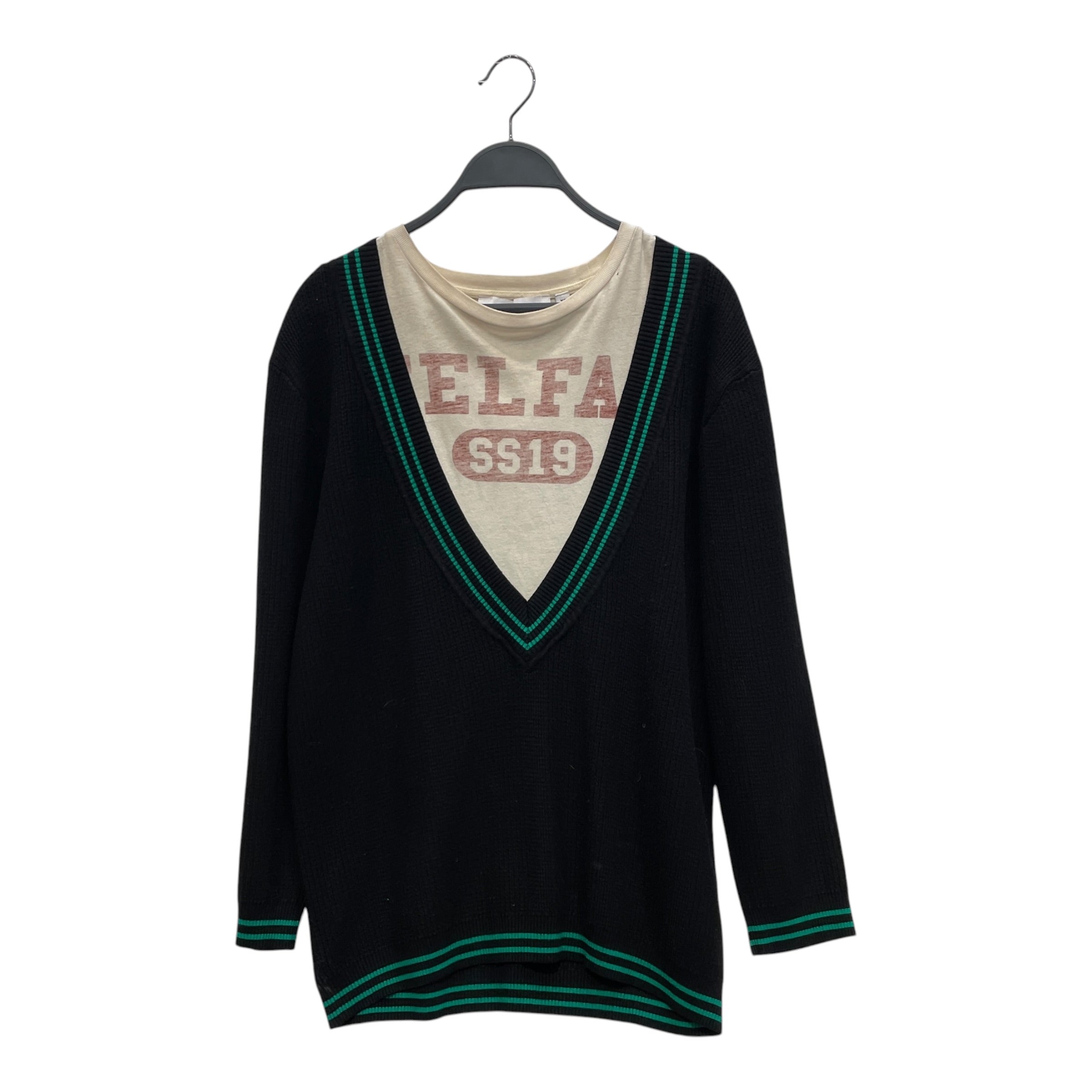 Telfar/Heavy Cardigan/XS/Border/Cotton/BLK/SS19/TSHIRT-CARDIGAN view 1
