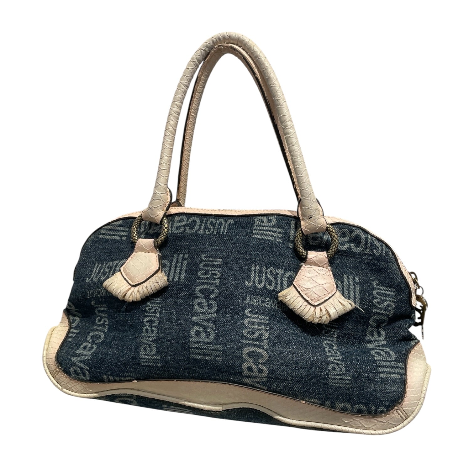 JUST CAVALLI/Hand Bag/Cotton/NVY/Top Handle Y2K Denim Bag view 2