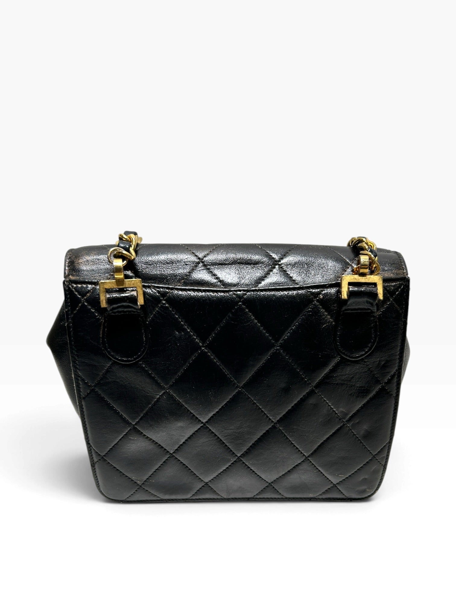 CHANEL/Cross Body Bag/Leather/BLK/QUILTED SQUARE GOLD HARDWARE view 2