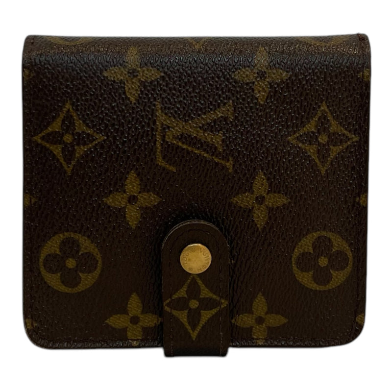 LOUIS VUITTON/Wallet/Monogram/Leather/BRW/COMPACT GOLD ZIPPER WALLET