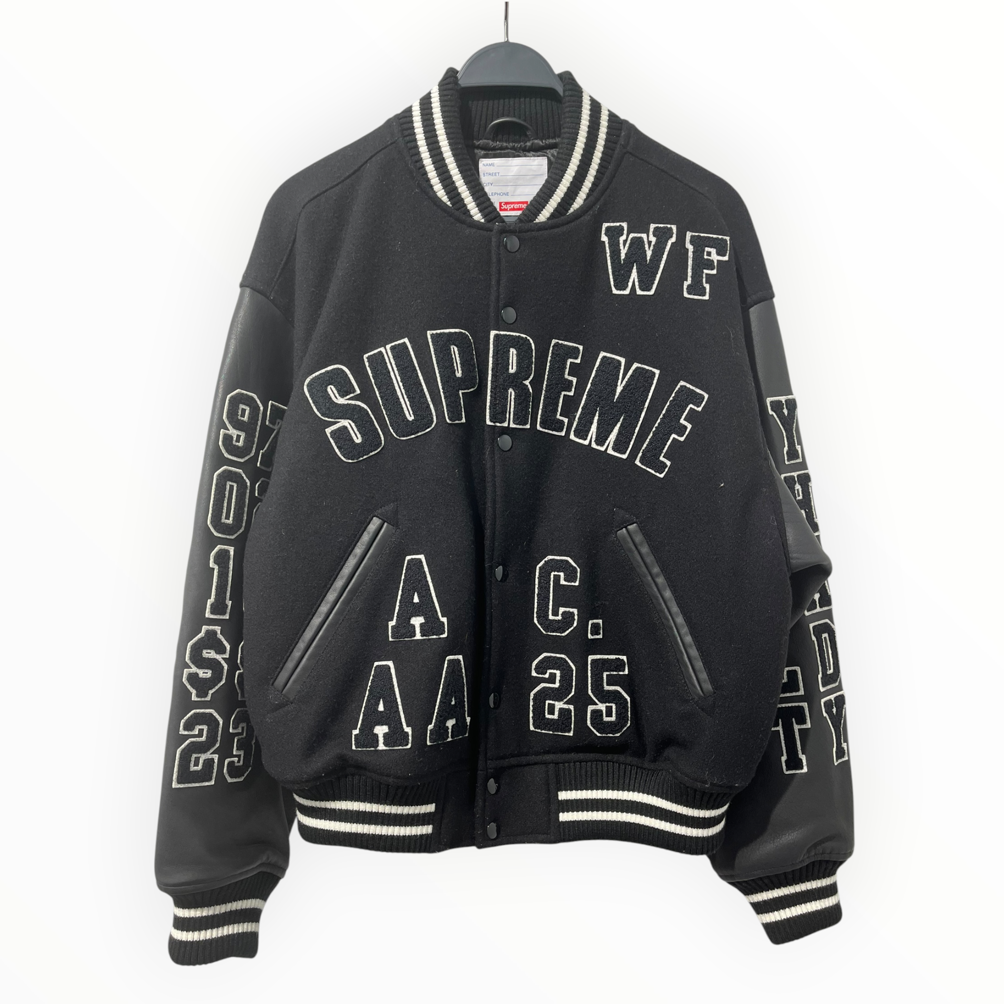 Supreme/Baseball Jkt/M/Cotton/BLK/NUMBERED VARSITY JCKT view 1