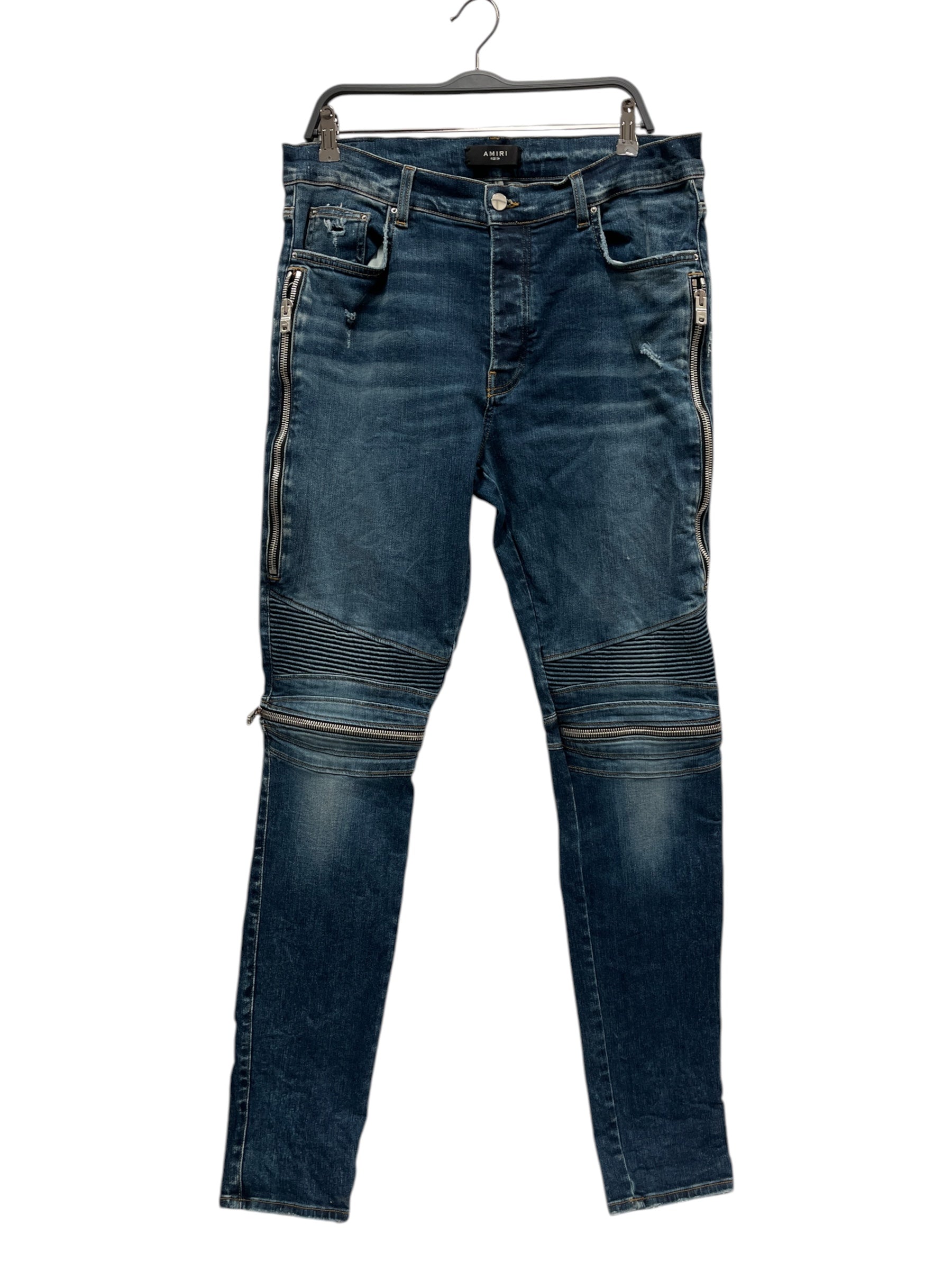 AMIRI/Skinny Pants/38/Cotton/NVY/Button Fly/SIDE & KNEE ZIPPER view 1