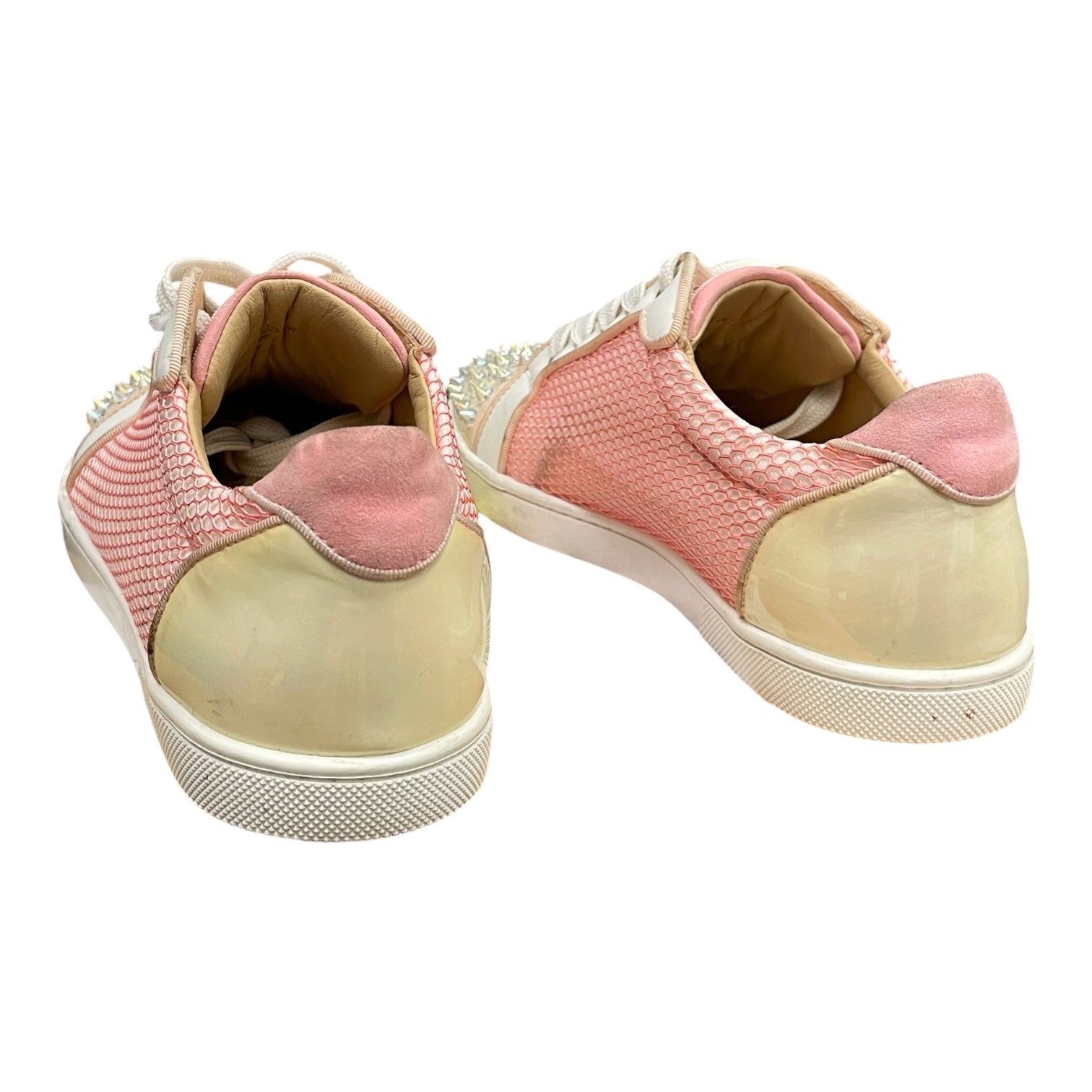 Christian Louboutin/Low-Sneakers/EU 38.5/All Over Print/Leather/WHT/PINK FISHNET view 2