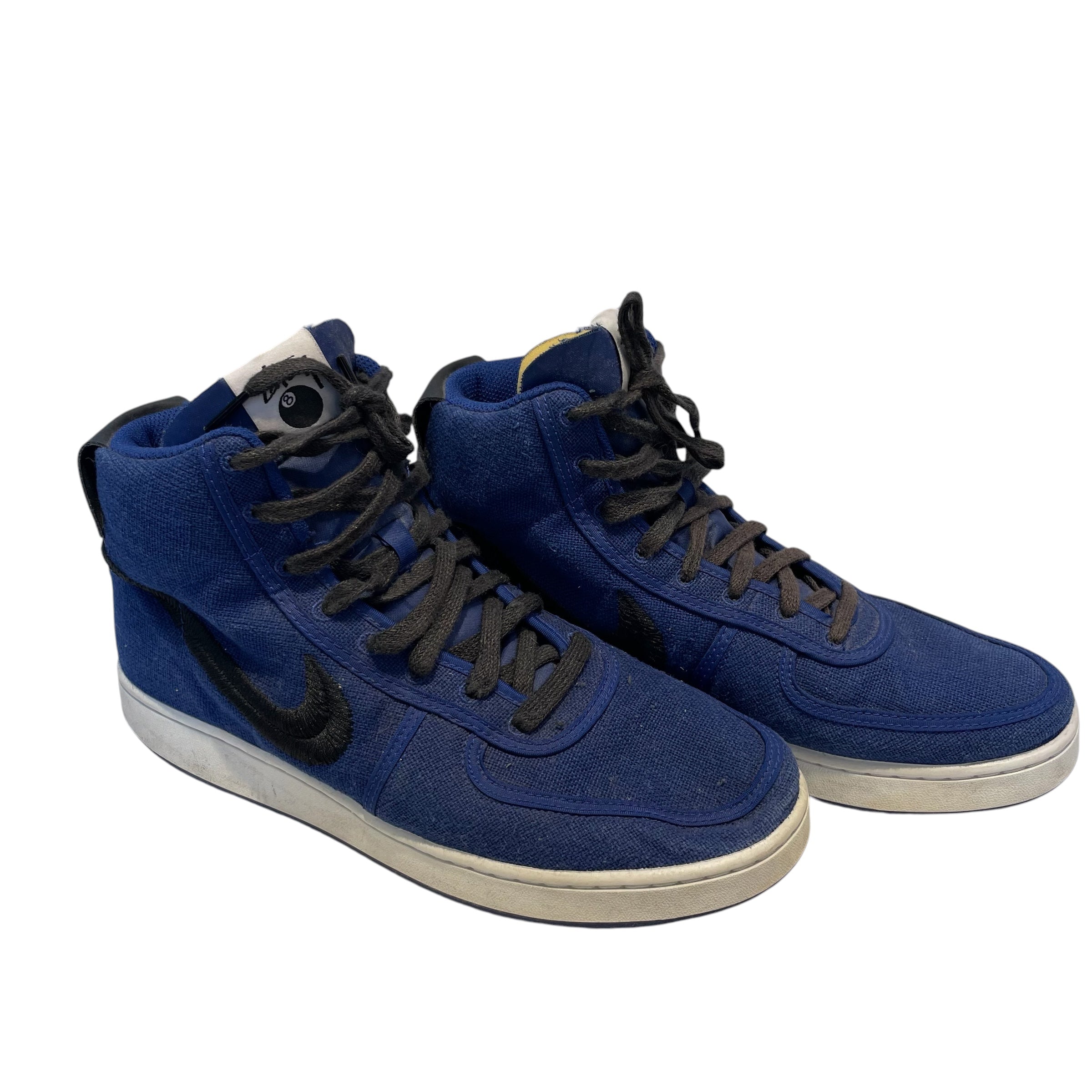 STUSSY/Hi-Sneakers/US 10/NVY/CANVAZ/CHECK EMBRD/WHT SOLE view 1