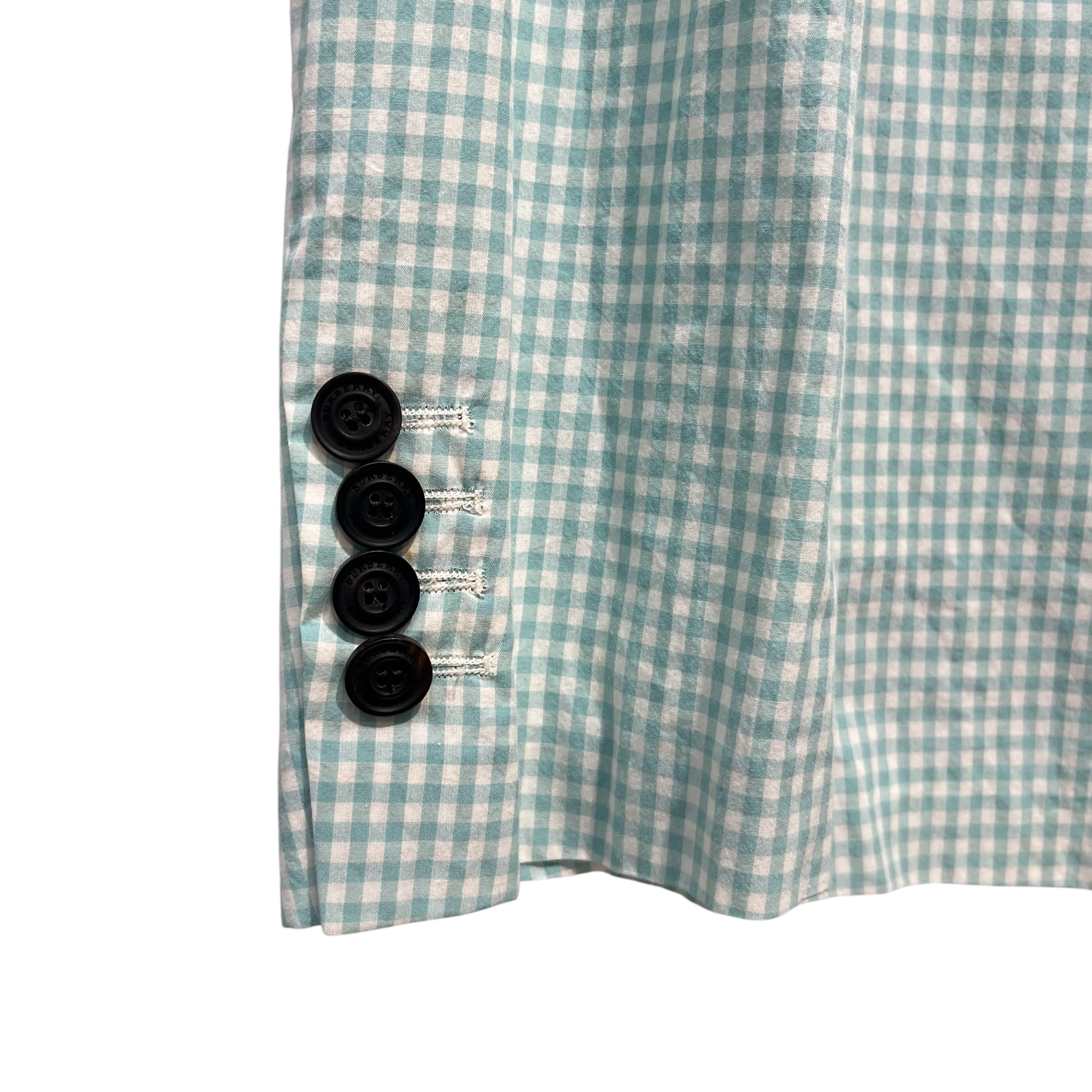 BURBERRY/Jacket/52/Cotton/GRN/Gingham Check/teal blu wht blazer view 3