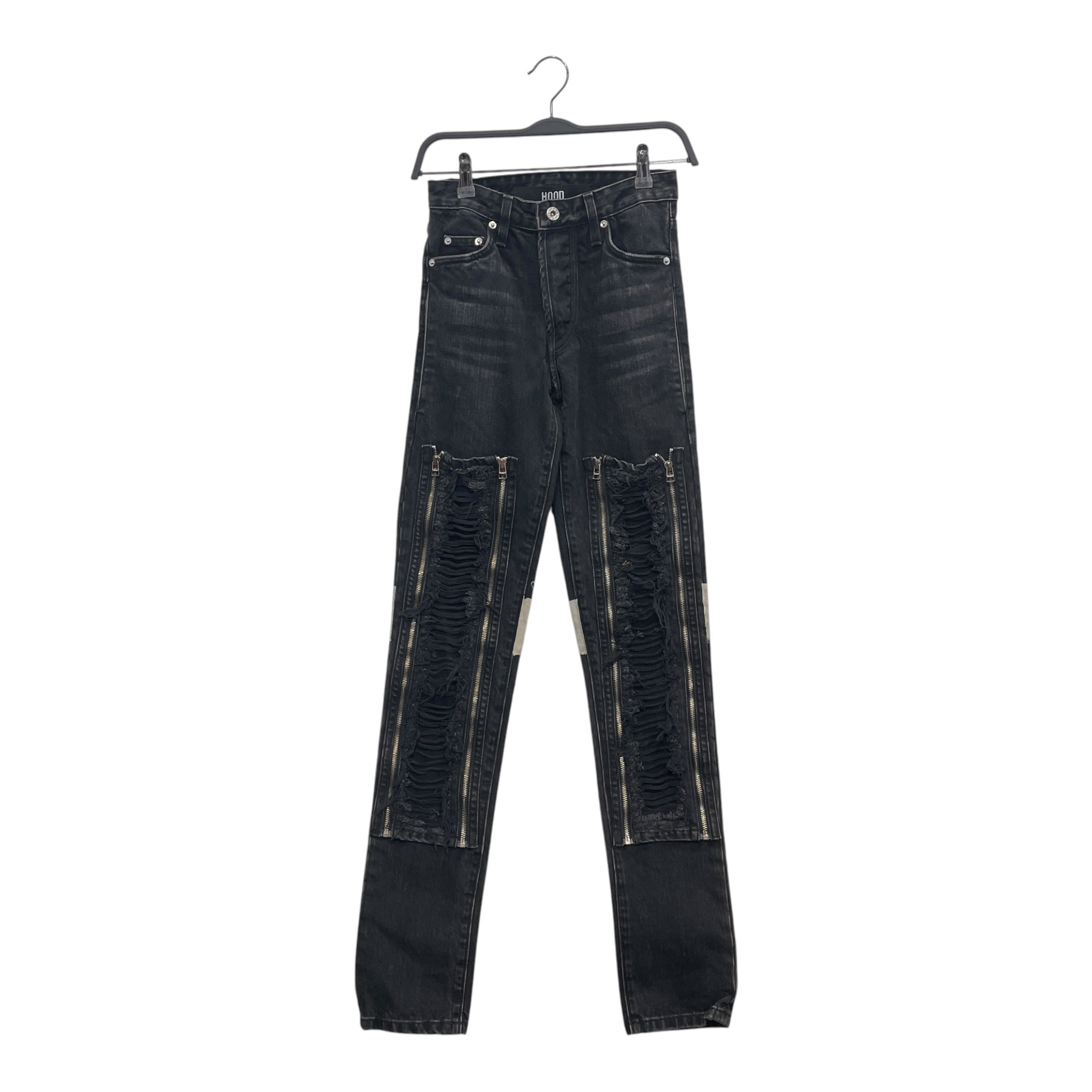 HOOD BY AIR./Skinny Pants/26/Cotton/BLK/ZIP DISTRESSED JEAN view 1