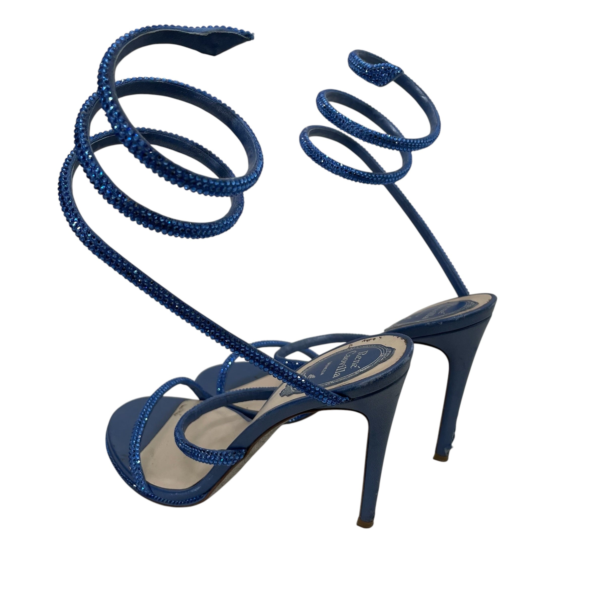 Rene Caovilla/Heels/EU 37/Glitter/BLU/Ankle Strap/loop view 2