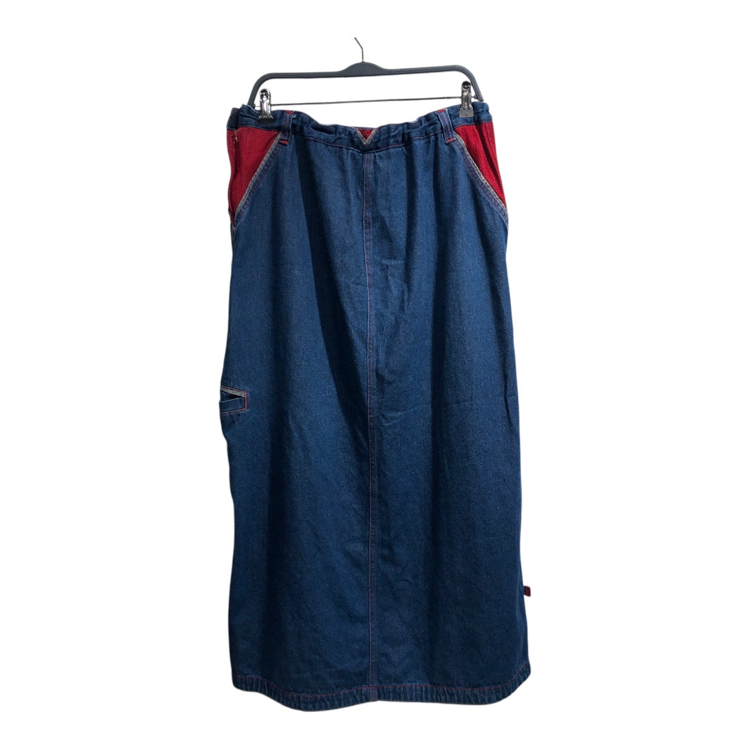 MACGIRL/Long Skirt/14/Cotton/IDG/Maxi Length/red mesh detailing view 2