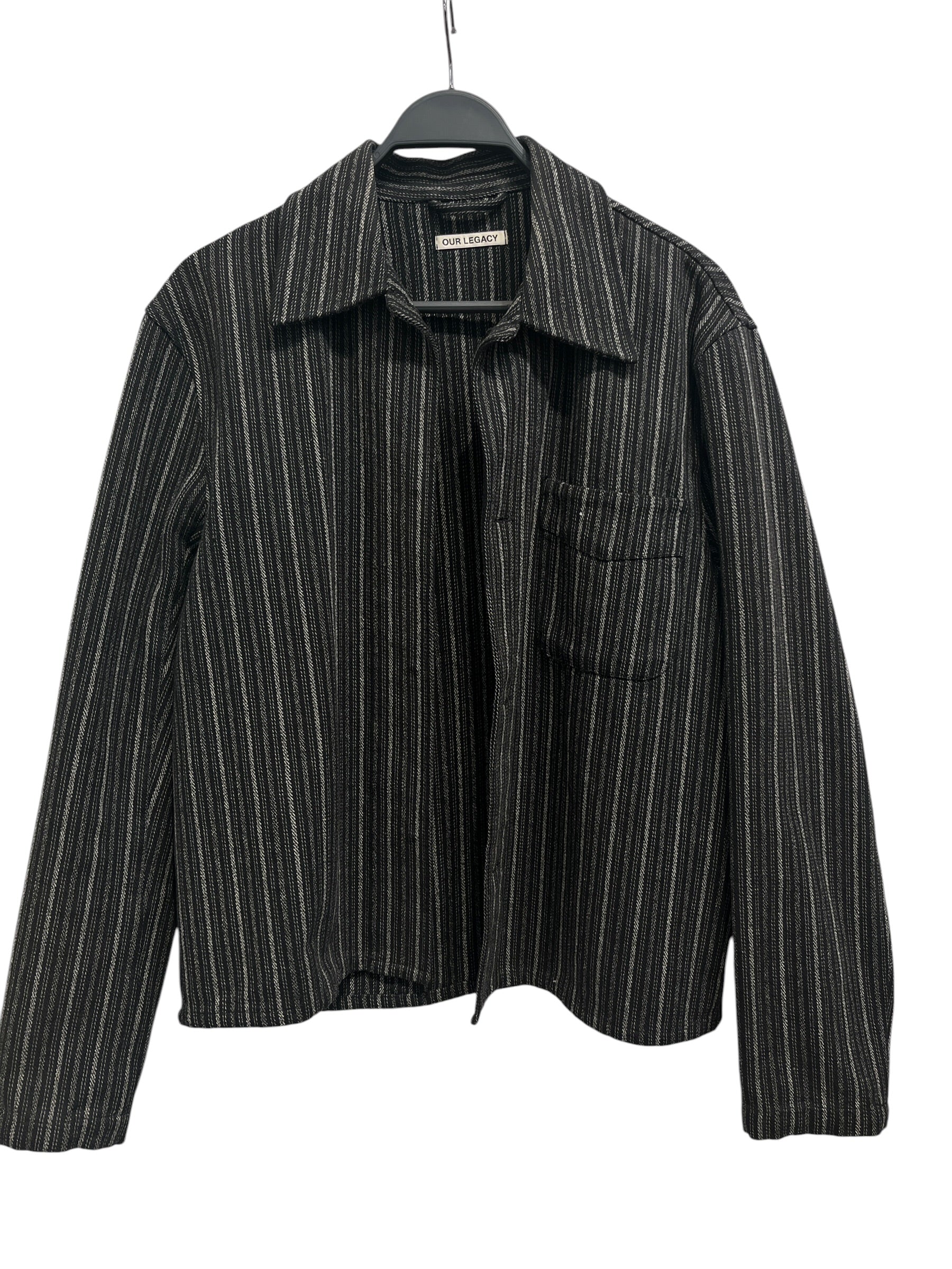 OUR LEGACY/Jacket/48/Denim/BLK/Stripe/button down stripe view 1