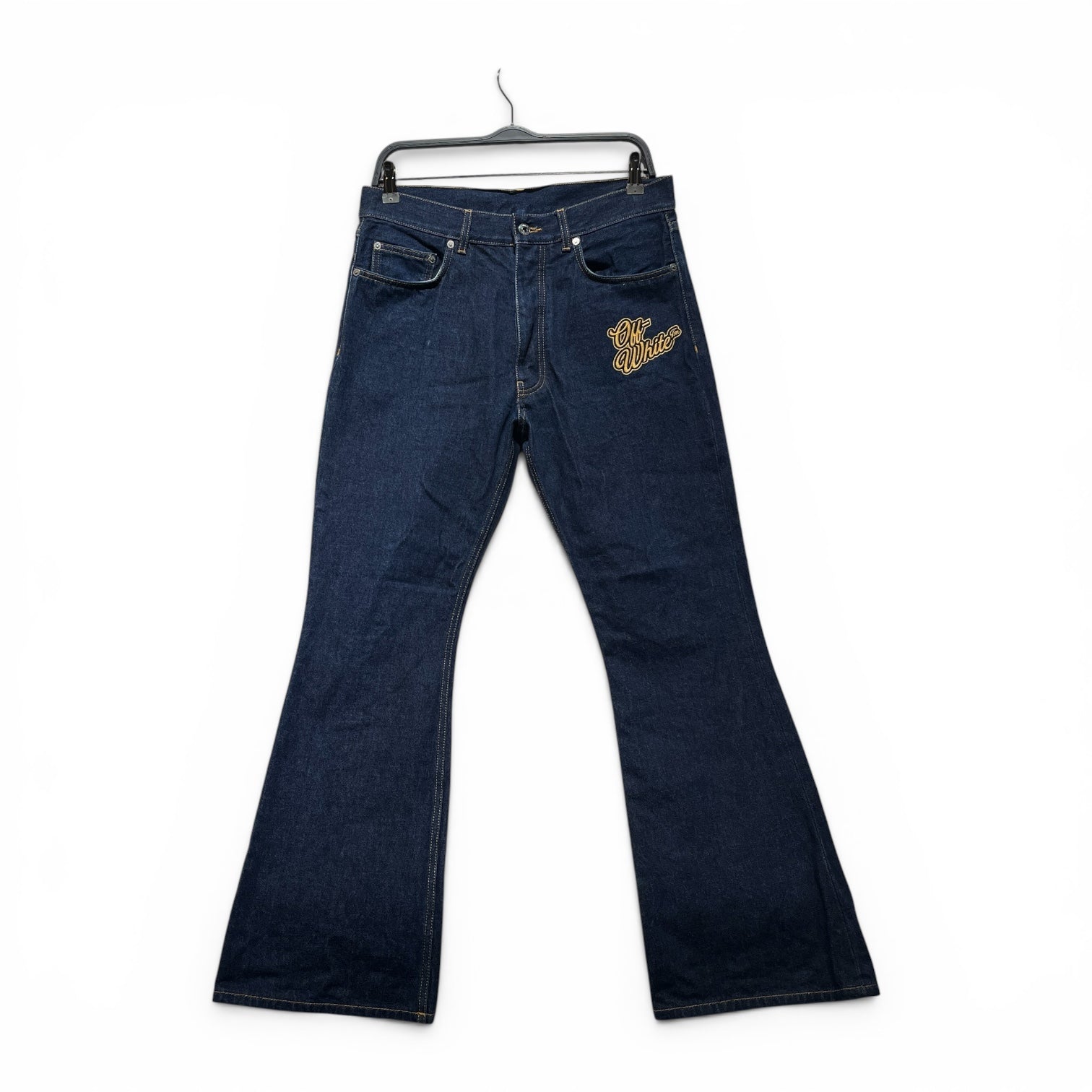 OFF-WHITE/Bootcut Pants/30/Denim/IDG/YELLOW EMBROIDERED LOGO view 1