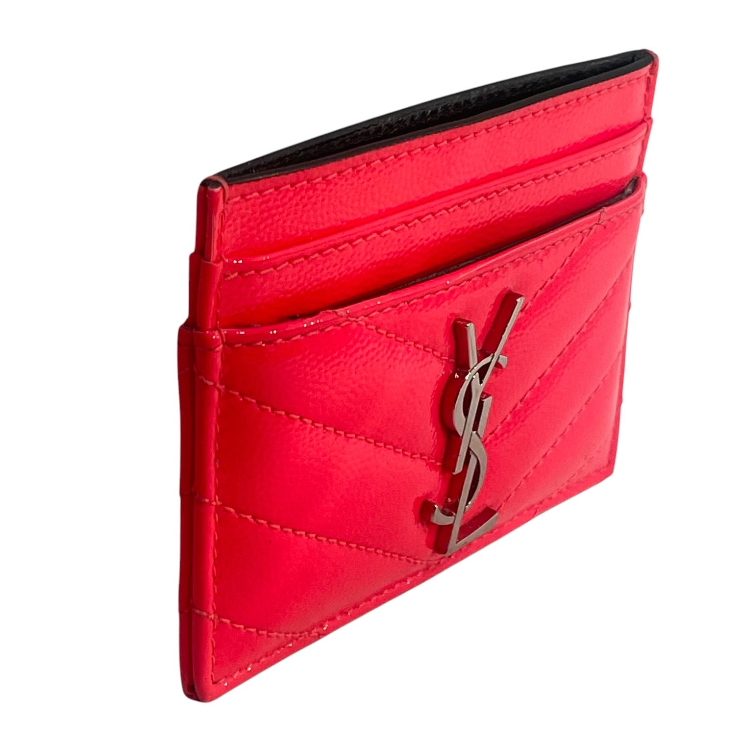 SAINT LAURENT/Card Case/Leather/PNK/coral patent gold hardware view 4
