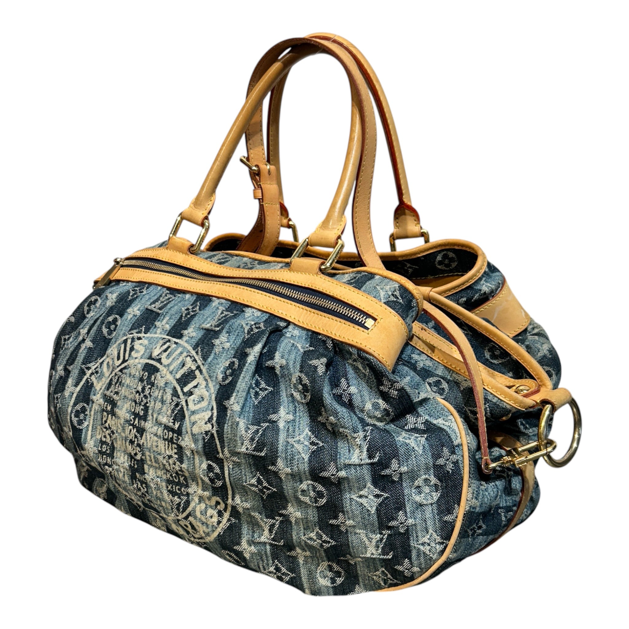 LOUIS VUITTON/Cross Body Bag/Monogram/Denim/NVY/denim cabas raye gm view 7