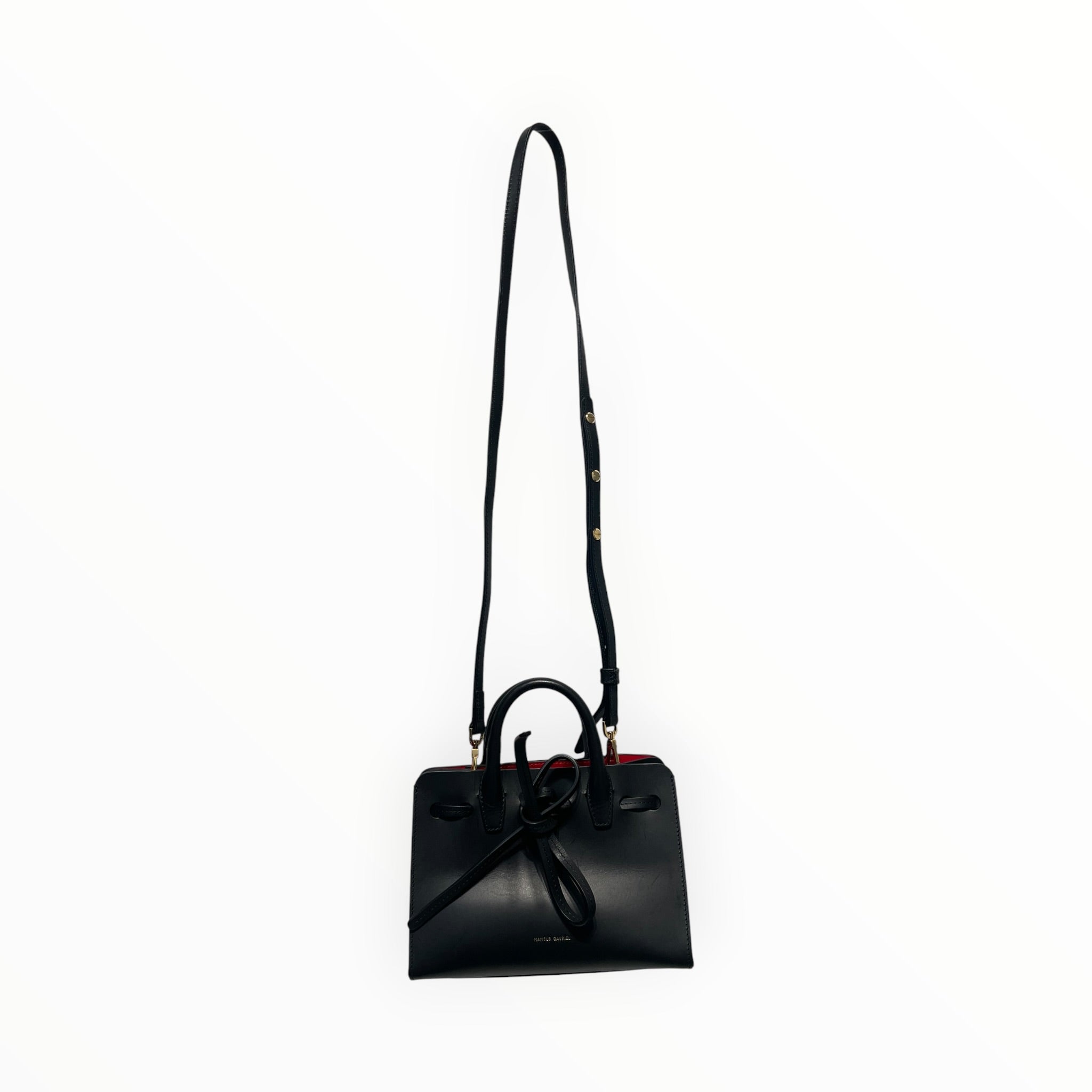 Mansur Gavriel/Cross Body Bag/Leather/BLK/front leather tie view 1
