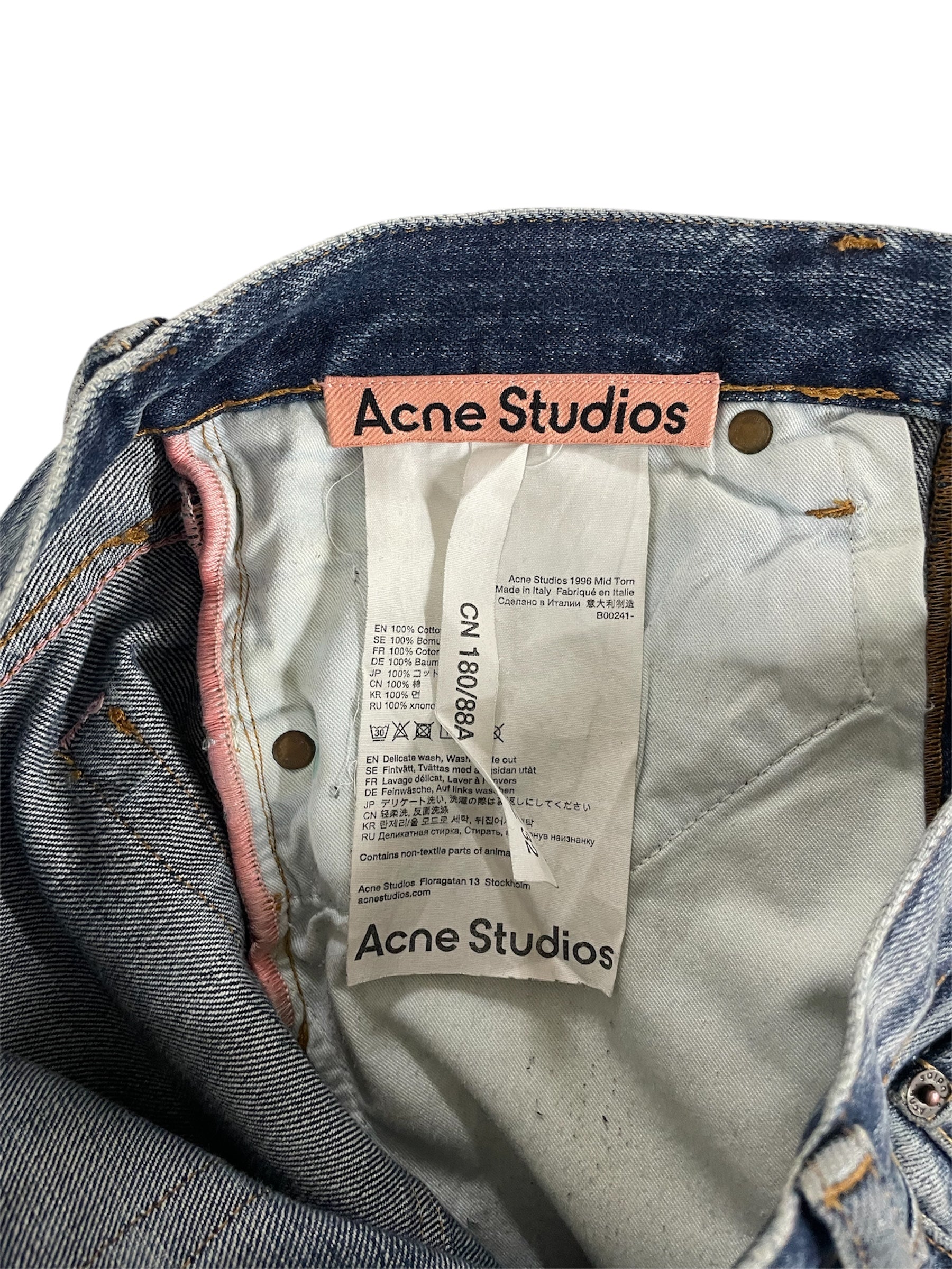 Acne Studios/Straight Pants/32/Cotton/BLU/Distressed/1996 MID TORN JEANS - B00241 view 4
