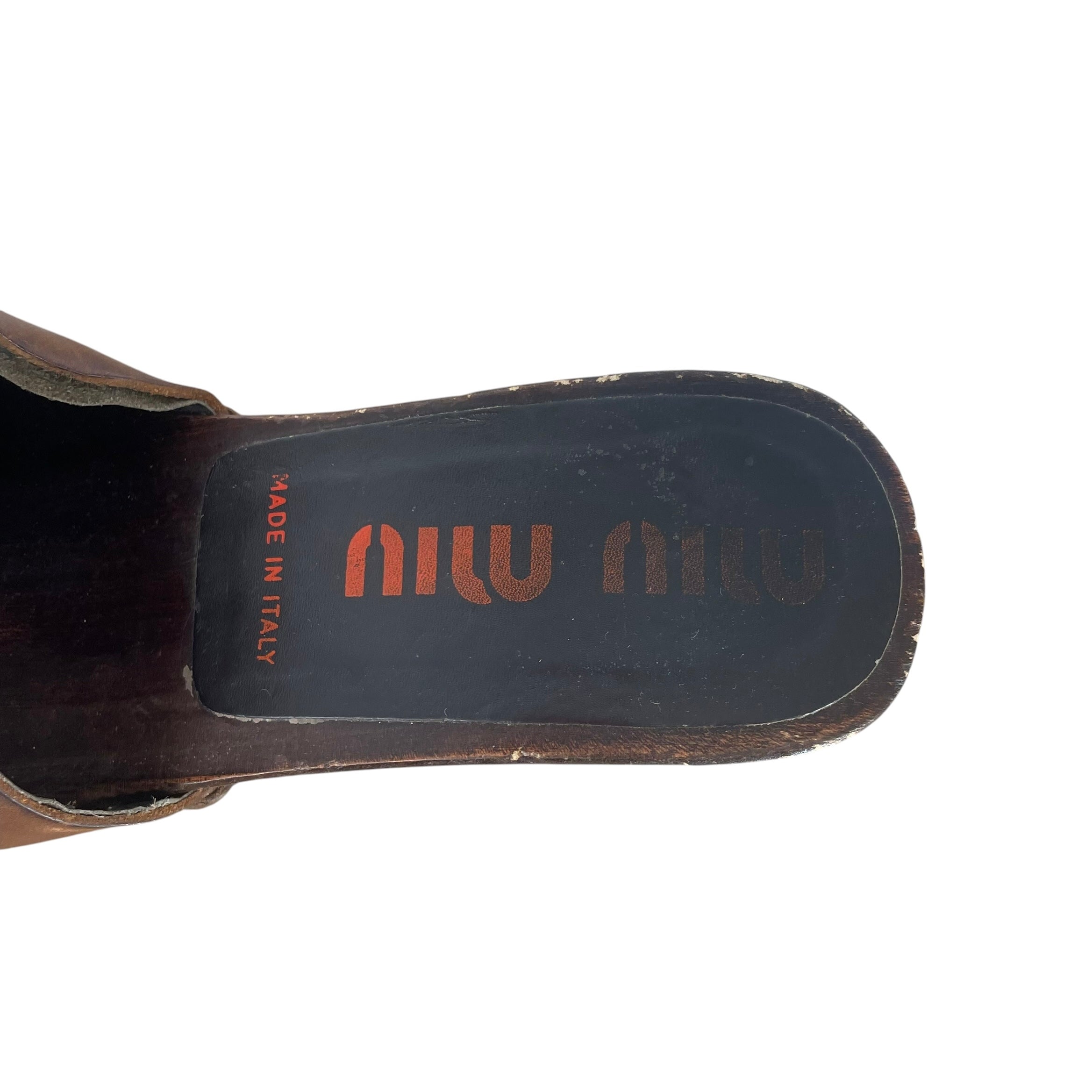 MIU MIU/Shoes/US 6/Leather/BRW/WOODEN CLOGS view 4