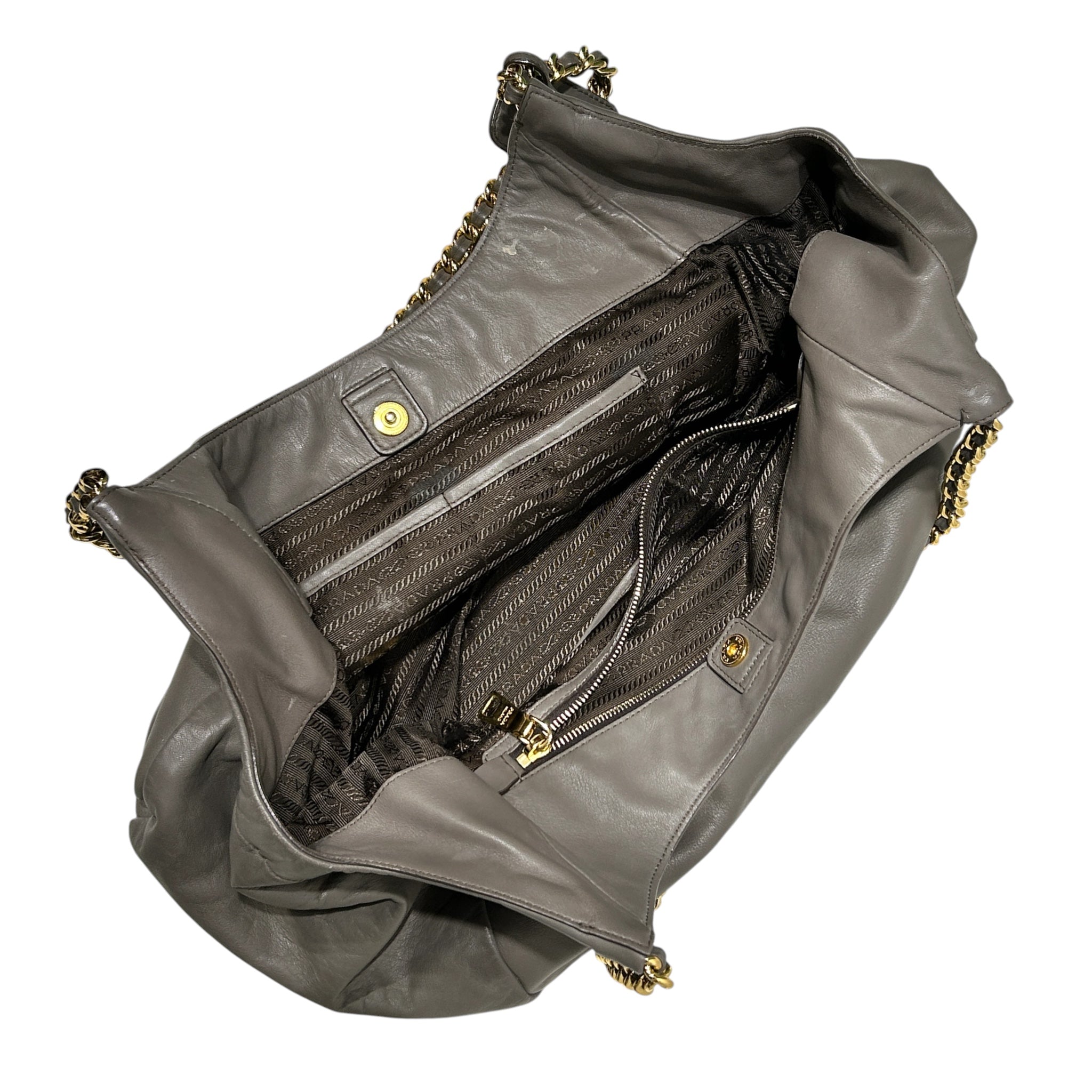 PRADA/Bag/Leather/GRY/HOBO BAG GOLD CHAIN view 4