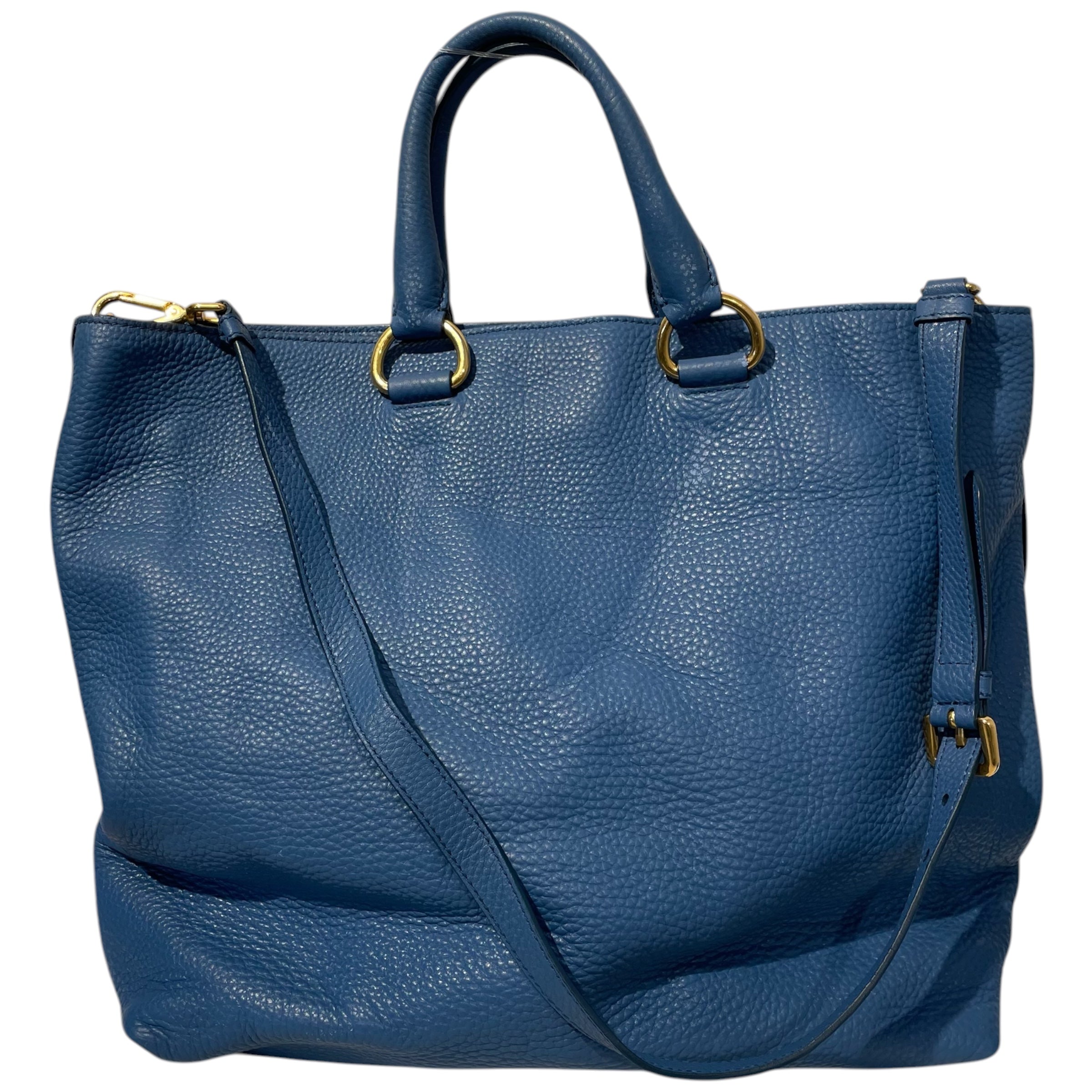 PRADA/Tote Bag/Leather/BLU/leather tote view 2