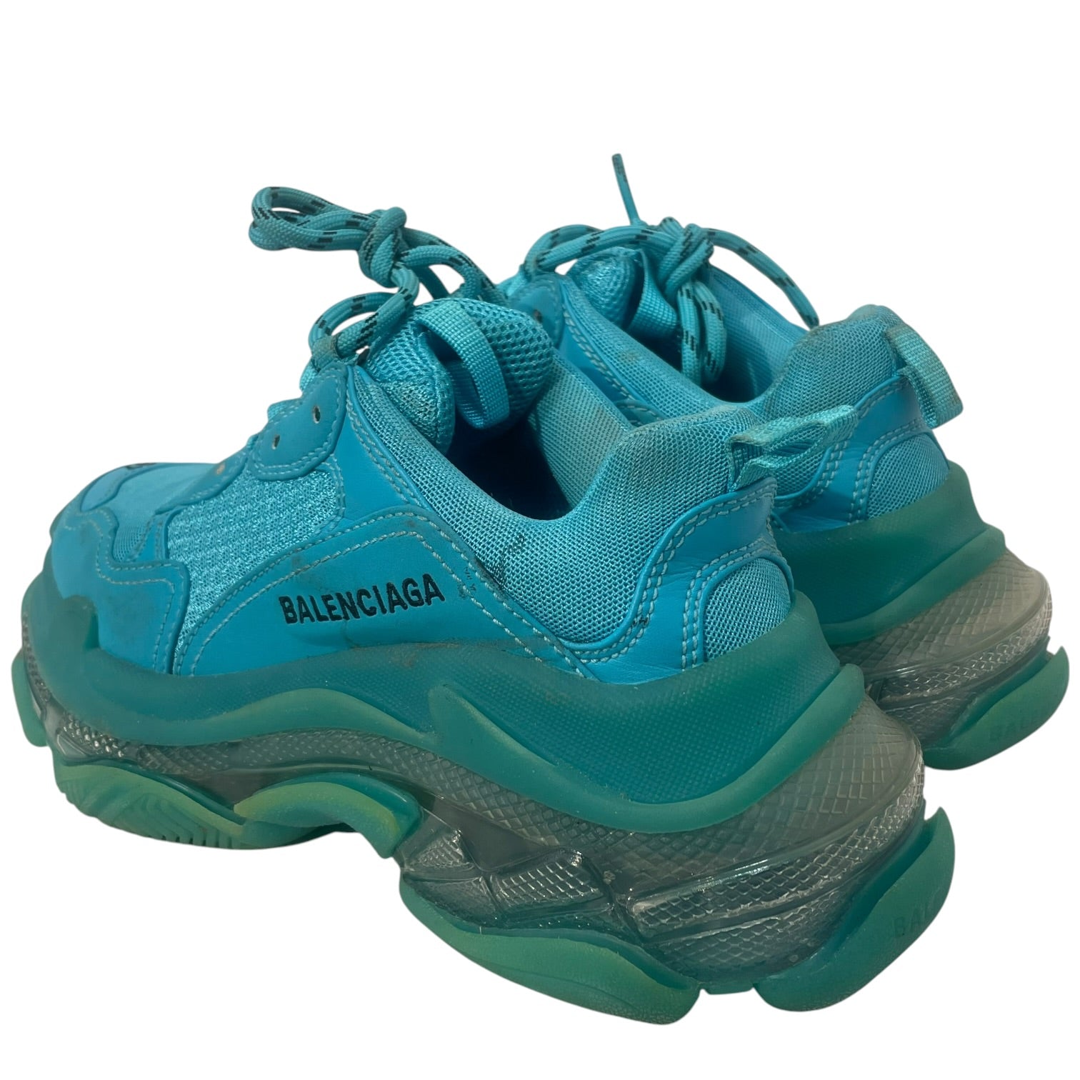 BALENCIAGA/Low-Sneakers/US 7/Leather/BLU/Chunky Heel/ Triple S view 2