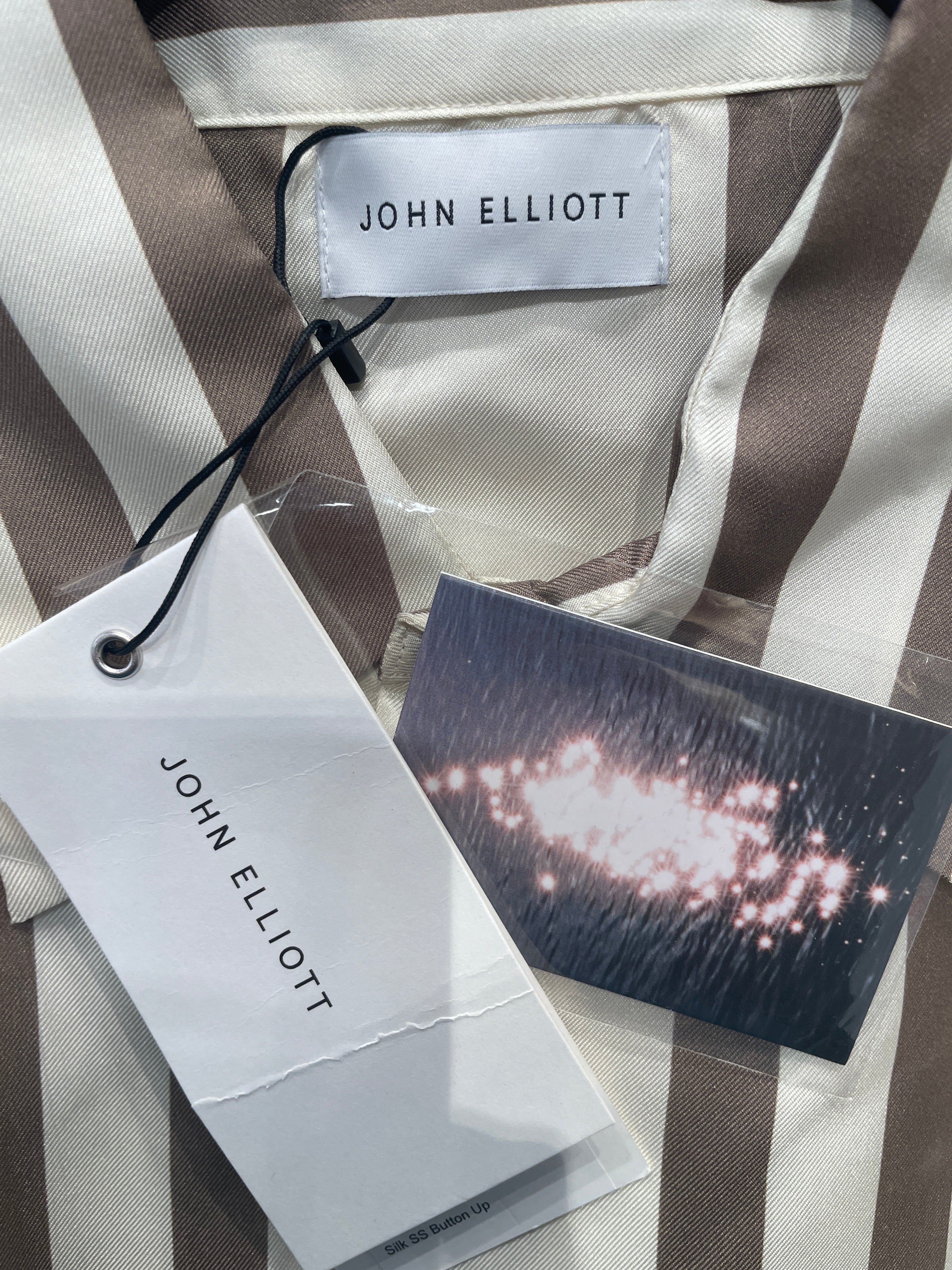 JOHN ELLIOTT/SS Shirt/1/Silk/CRM/Stripe/BROWN STRIPES view 3