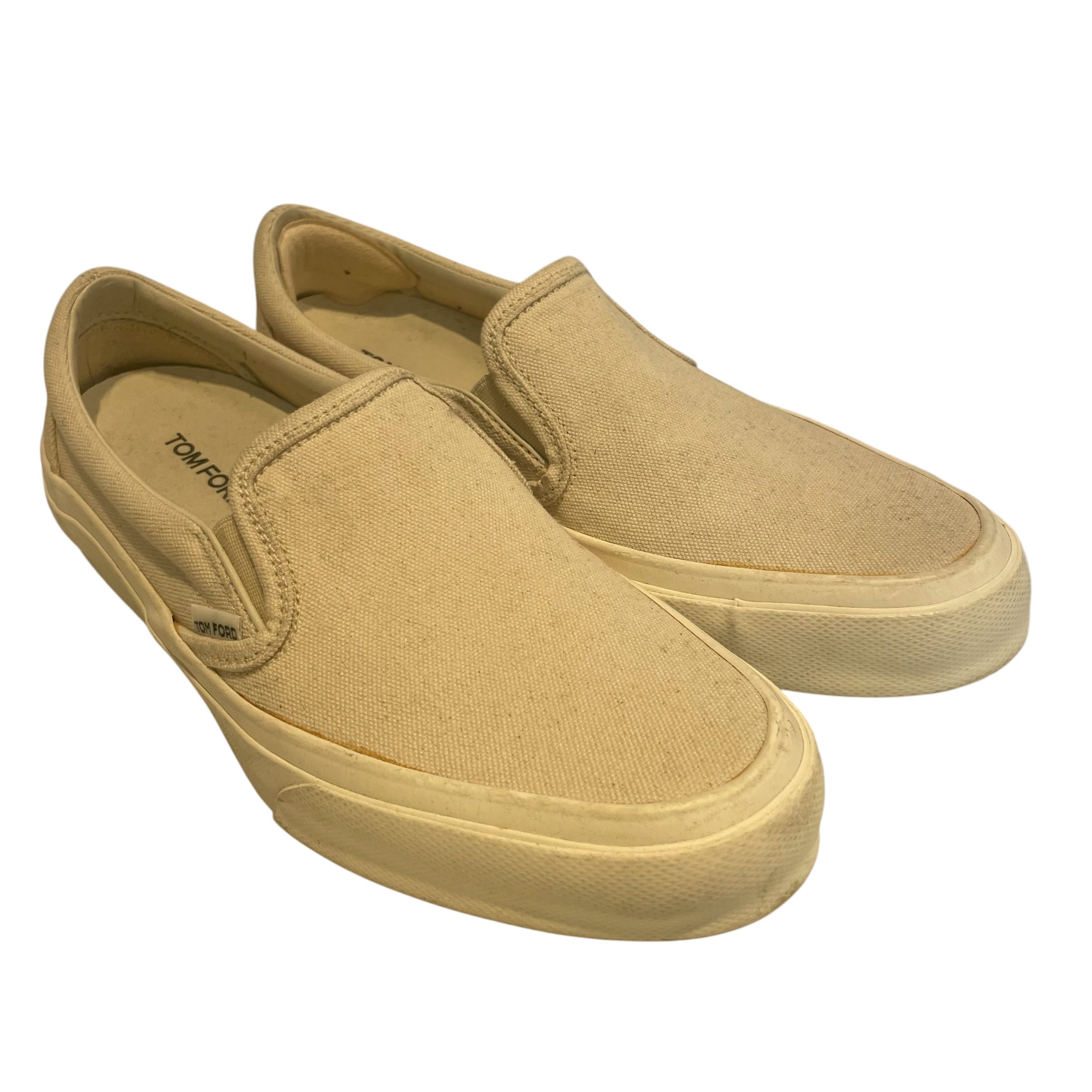 TOM FORD/Low-Sneakers/US 6.5/Cotton/WHT/CANVAS SLIP-ONS view 1
