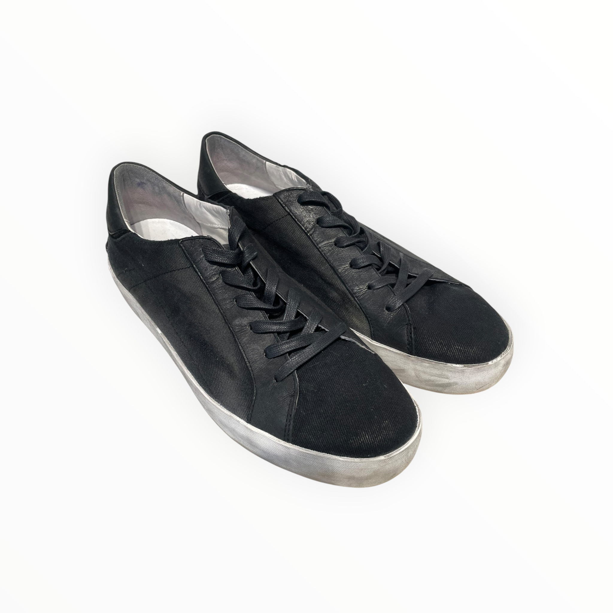 CRIME LONDON/Low-Sneakers/EU 44/Cotton/BLK/BLACK LEATHER TAB DETAIL view 1