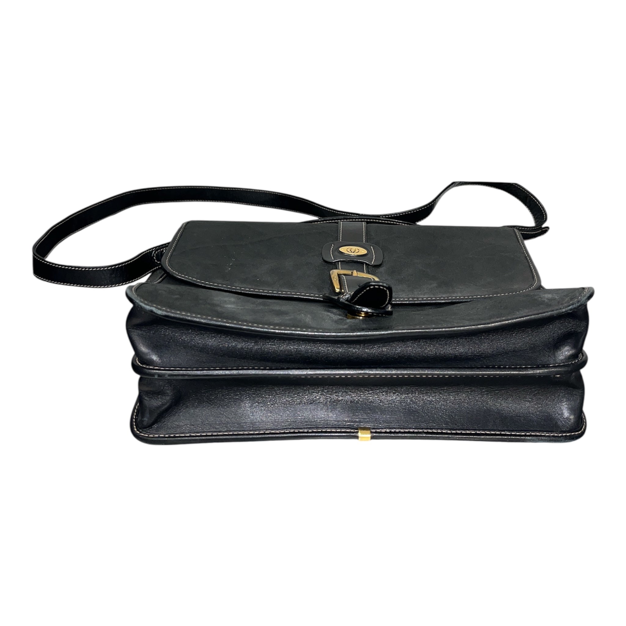 GUCCI/Cross Body Bag/Leather/BLK/BUCKLE GOLD, EXOTIC LEATHER view 3