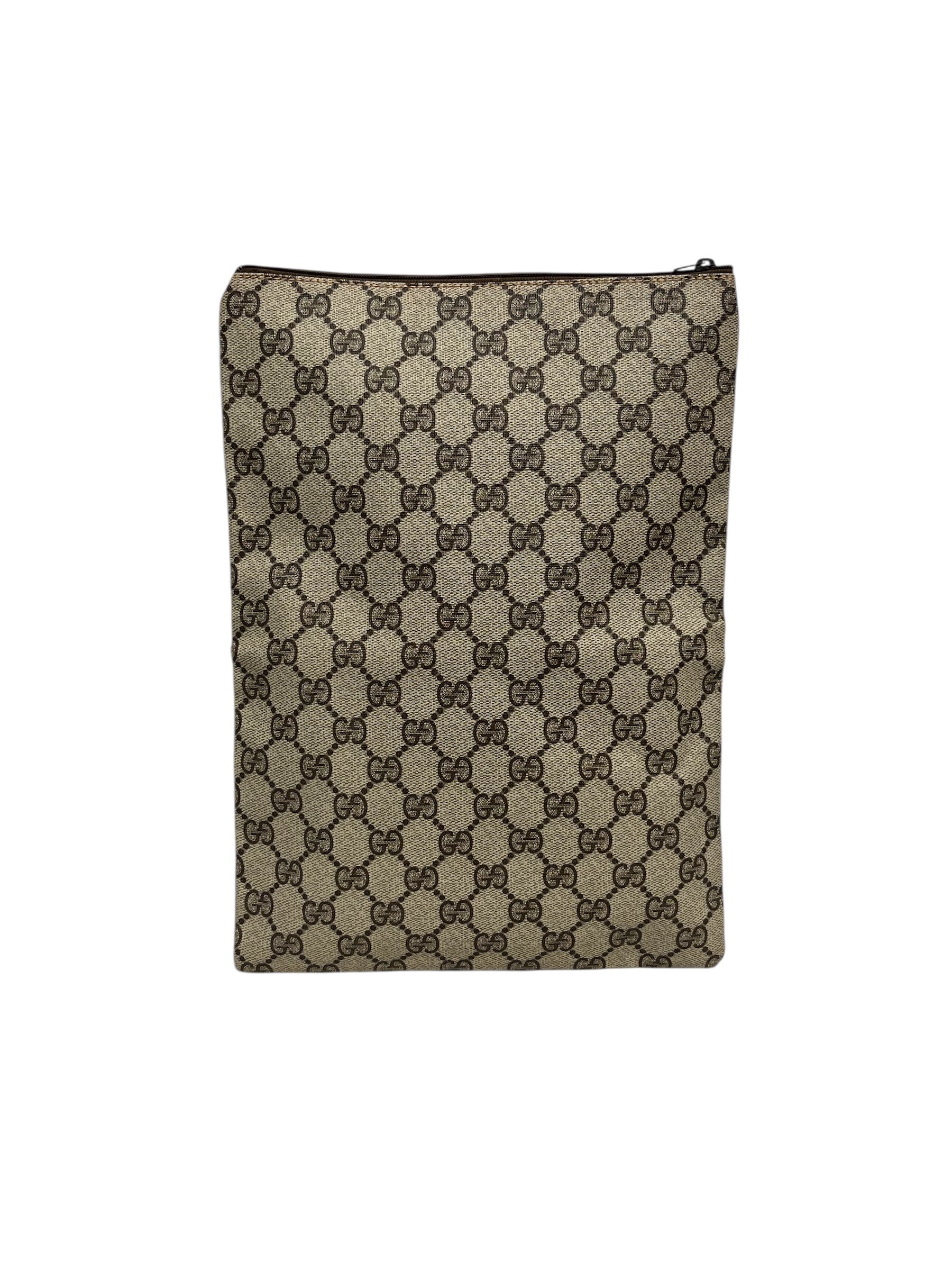 GUCCI/Pouch/Monogram/Leather/BRW/FOLD POUCH CCC ZIPPER view 3