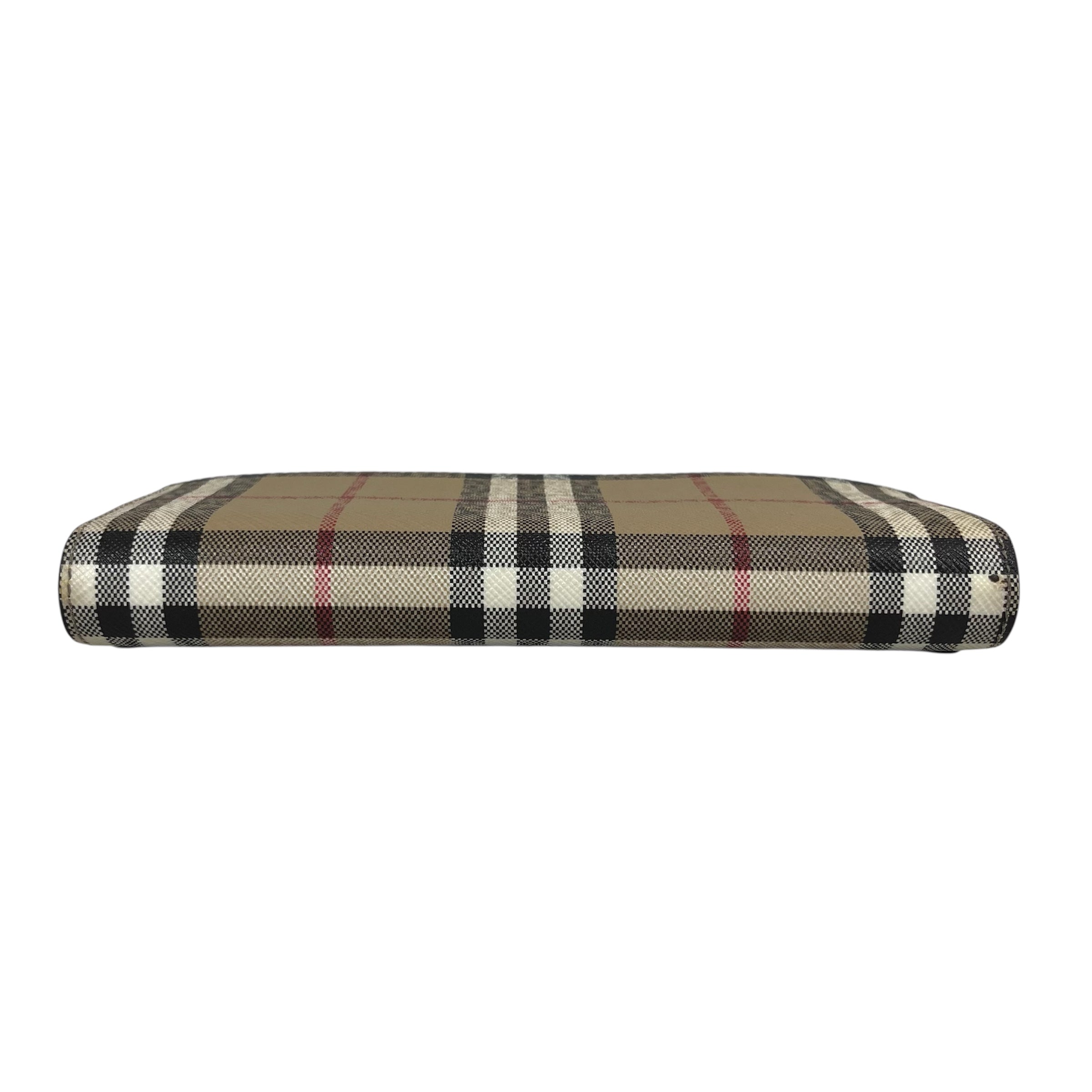 BURBERRY/Long Wallet/Plaid/Leather/BLK/Halton Check Flap Wallet view 3