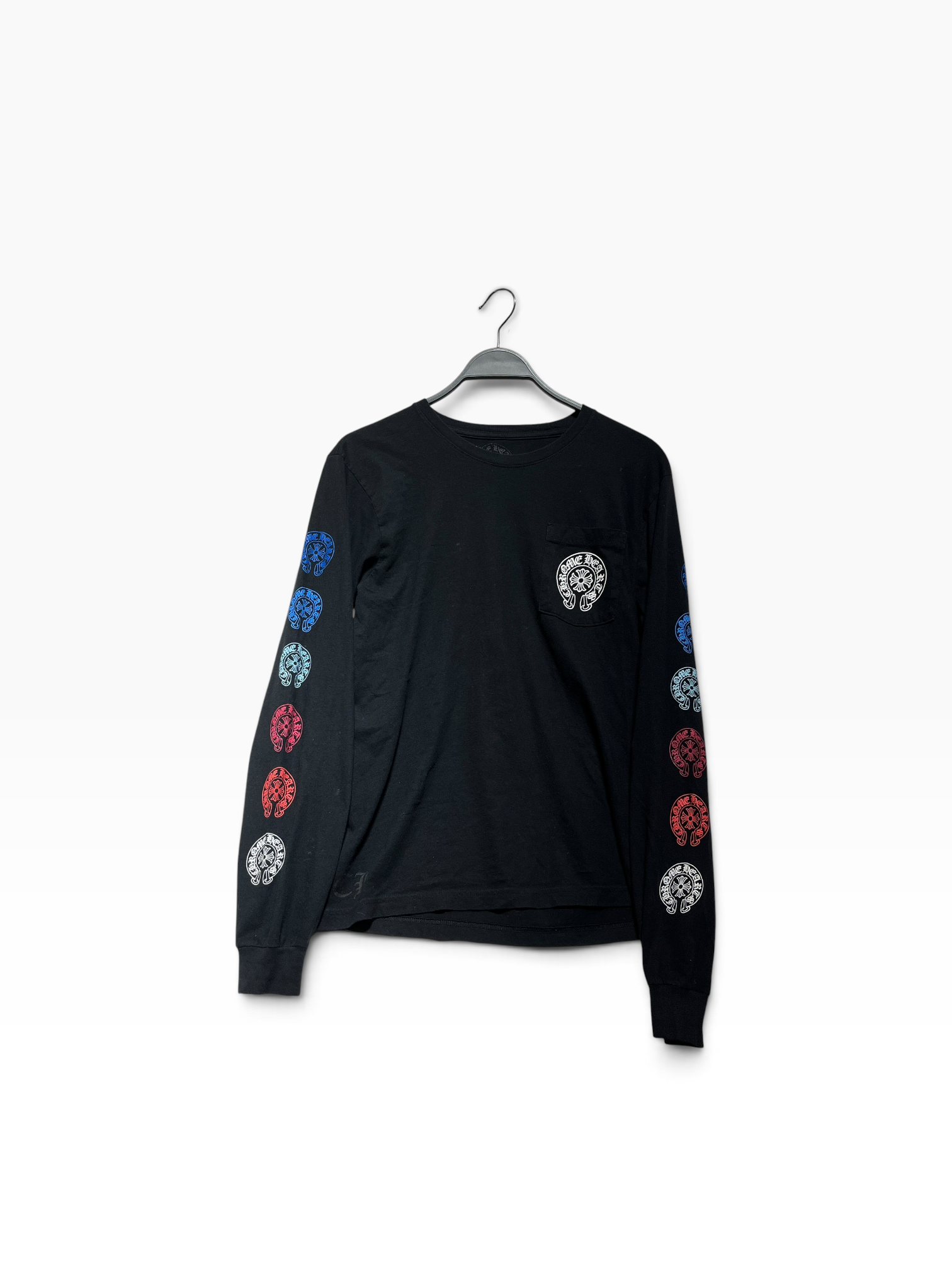 CHROME HEARTS/LS T-Shirt/M/Cotton/BLK/red white blue logos view 1