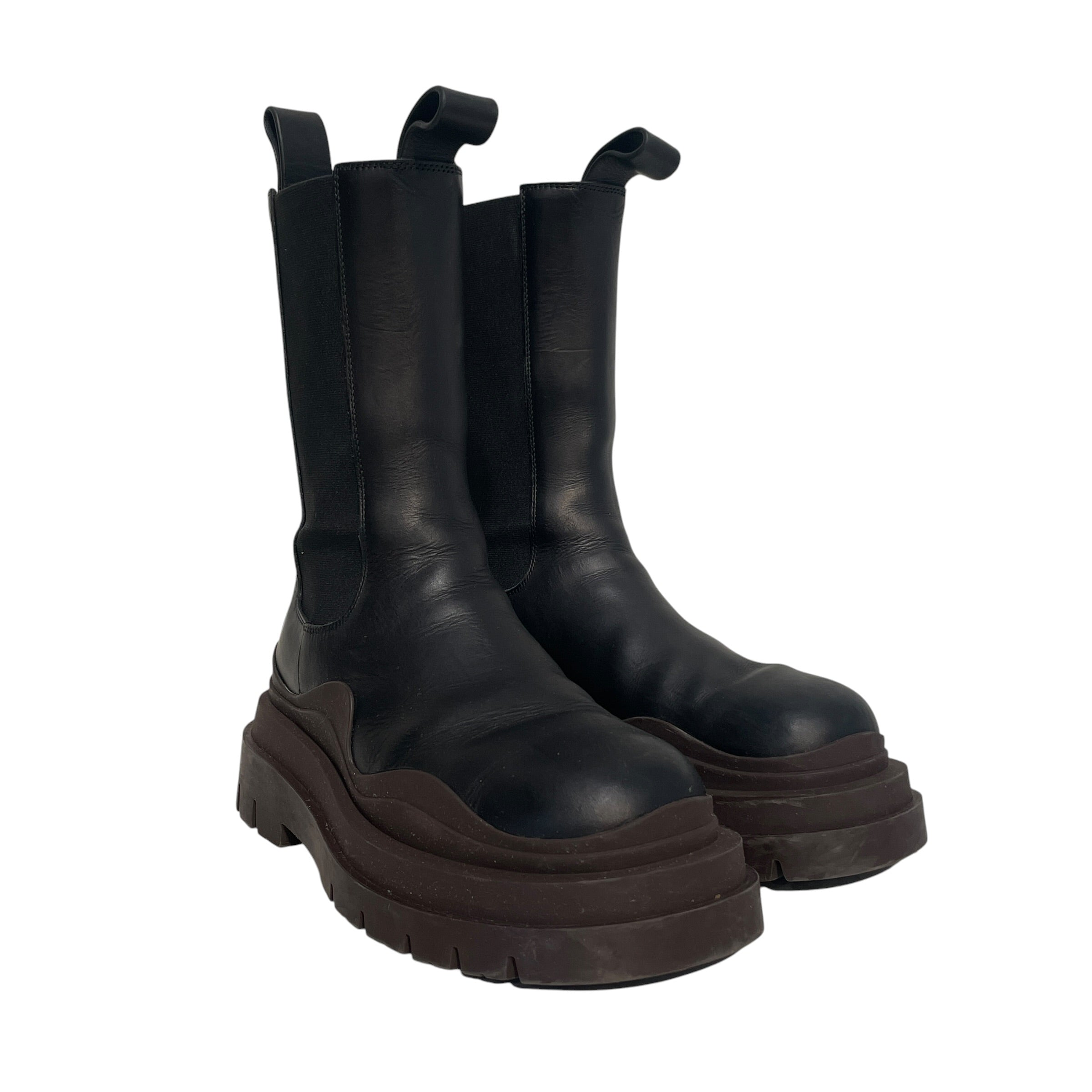 BOTTEGA VENETA/Chelsea Boots/EU 37.5/Leather/BLK/Tire Dark Brown Chelsea Boot view 1